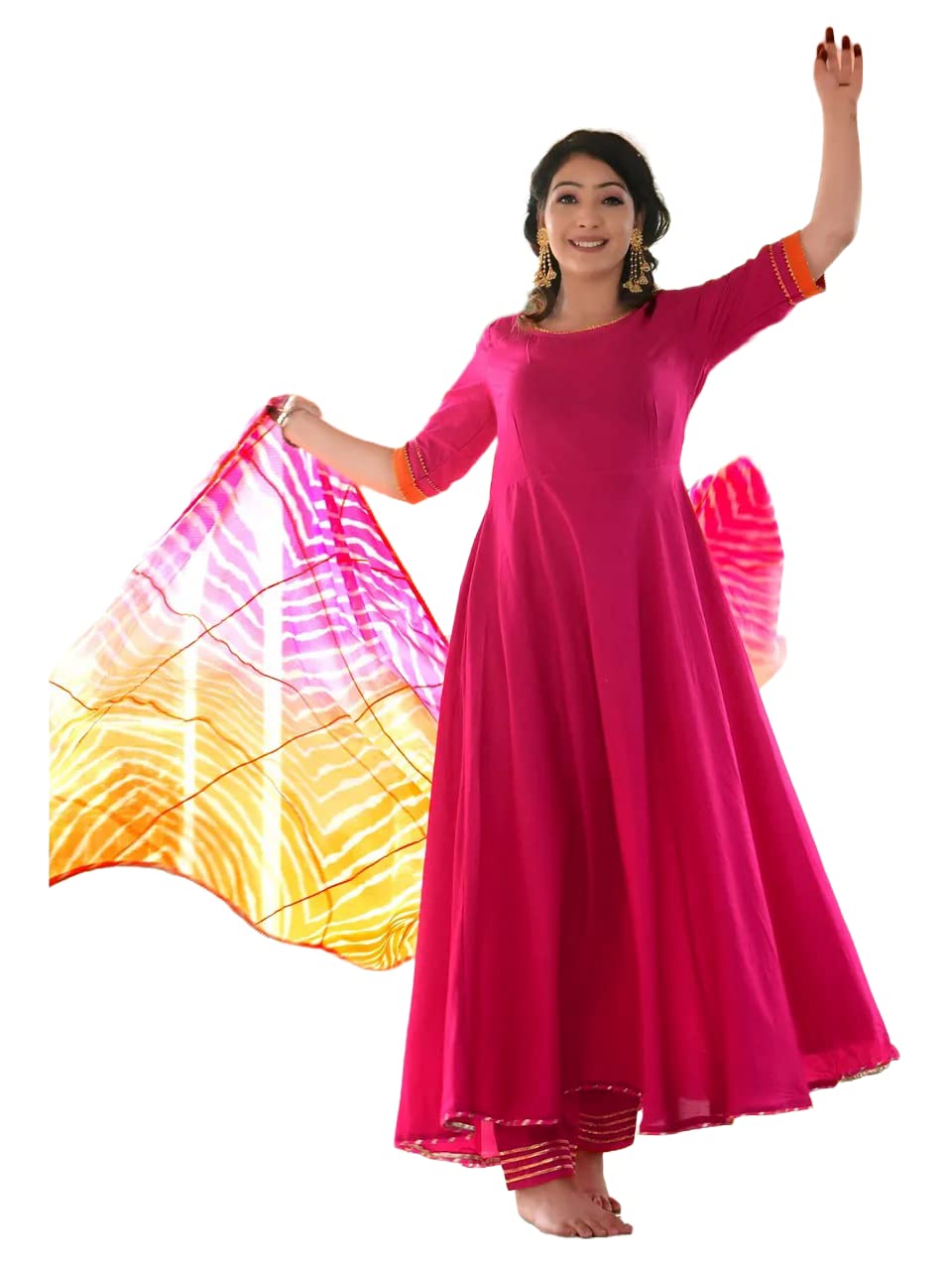 Anni Designer WomenS Cotton Blend Solid Straight Kurta With Dupatta (Summer Sty Rani_S_Rani_Small)