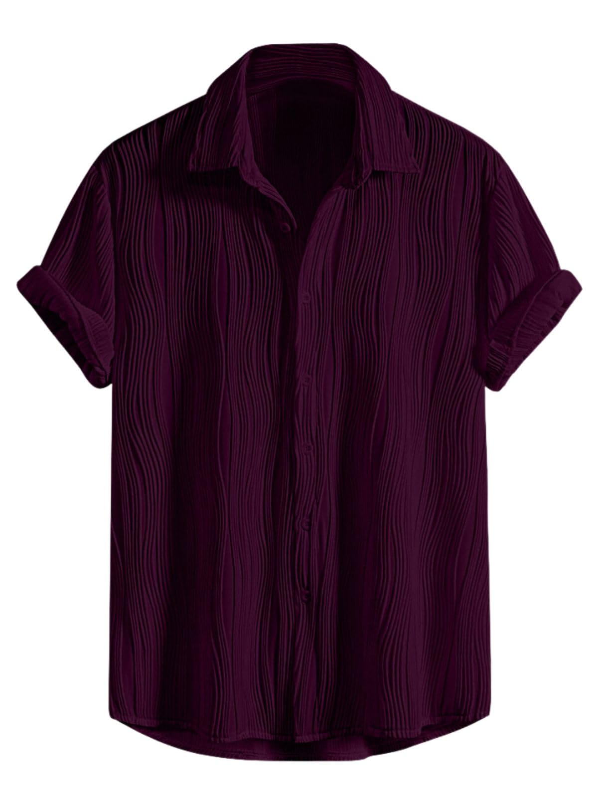 Greciilooks MenS Regular Fit Casual Shirt (Gl-Ms-6158_Dark Purple