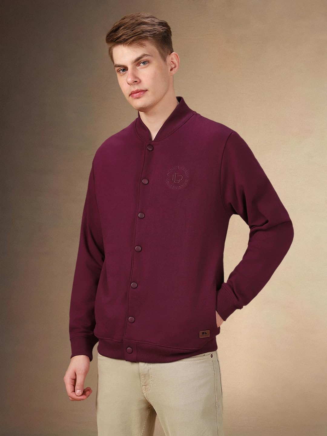Dennis Lingo Solid Polycotton Regular Fit Full Sleeves Front-Open Sweatshirt For Men Purple