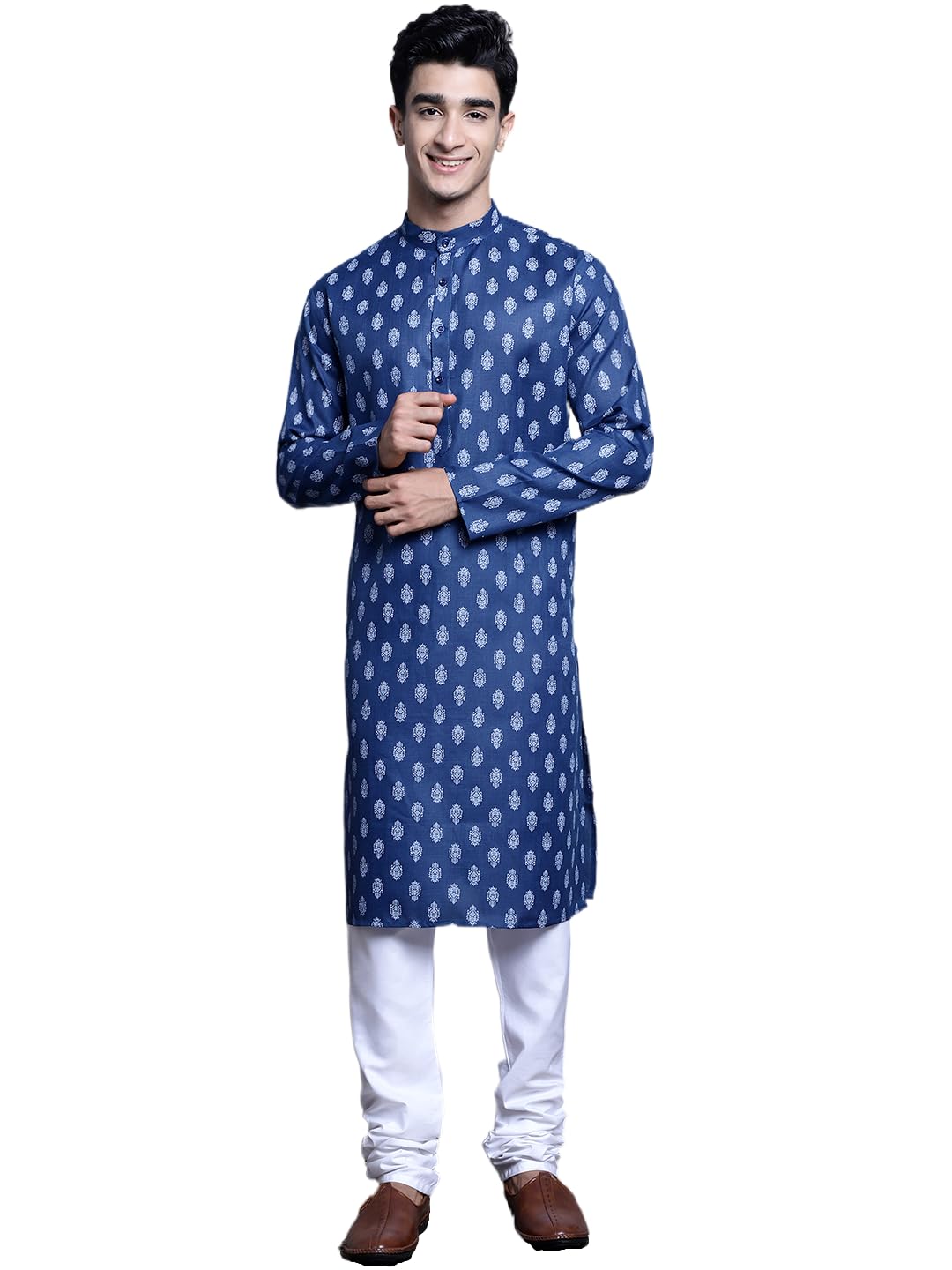 Jompers Mens Cotton Floral Printed Kurta Pyjama Set