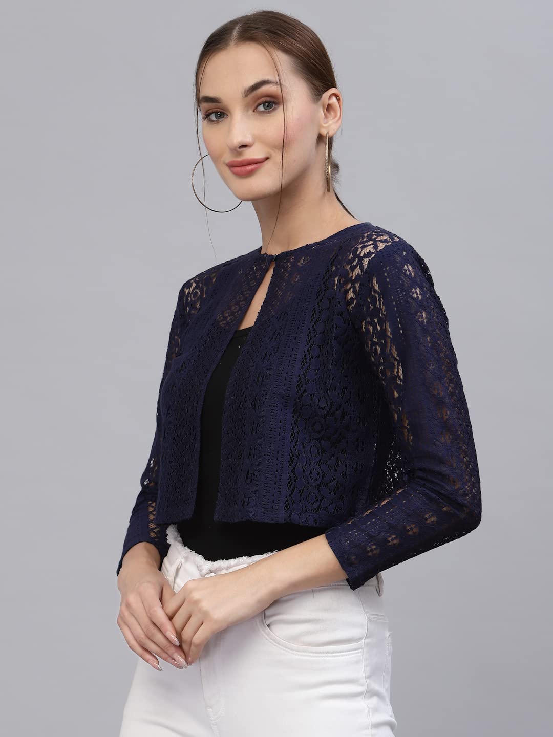 Style Quotient Women Navy Blue Shrug