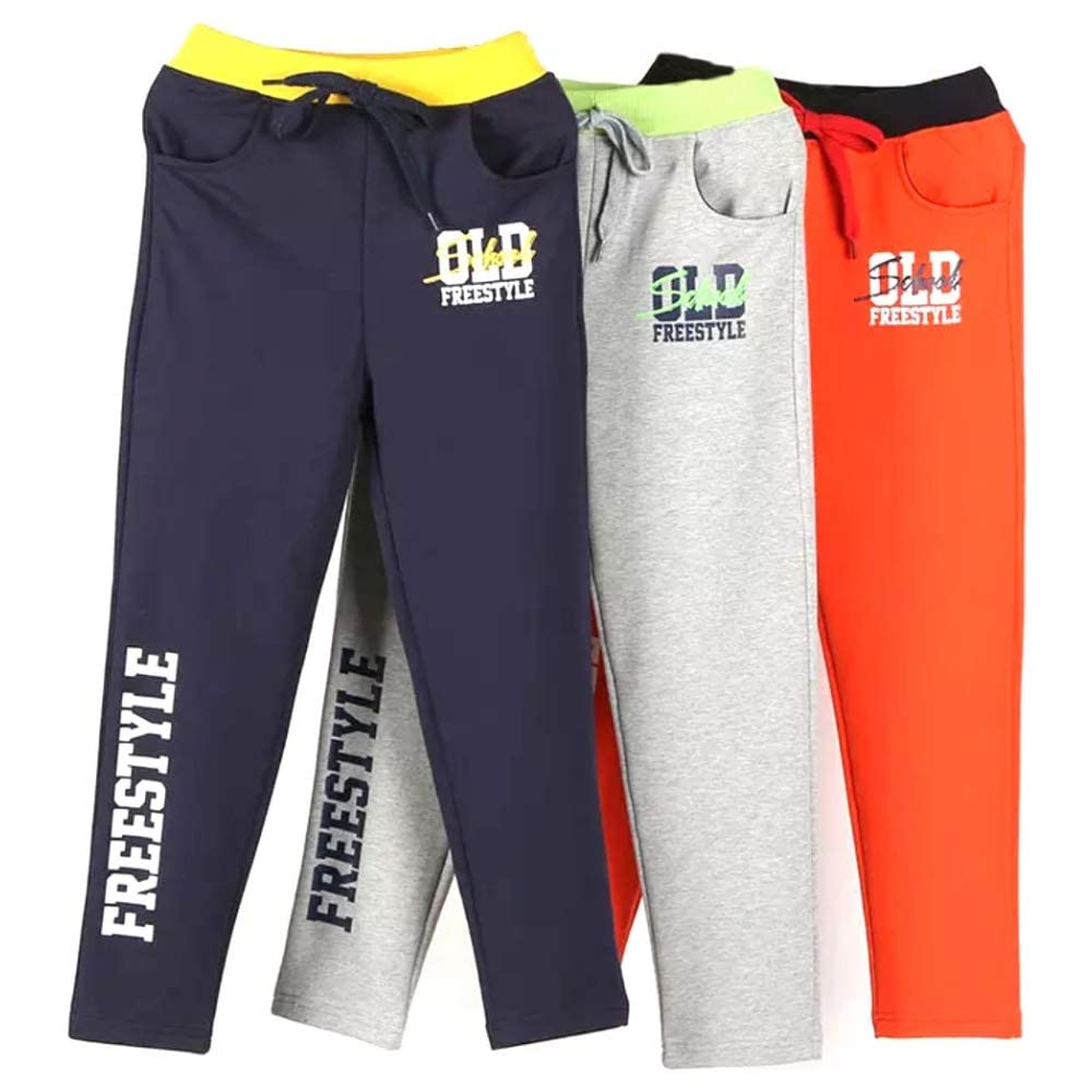 Kyda Kids 100% Cotton Boys Summer Track Pant - (Pack Of 3) Multicolour