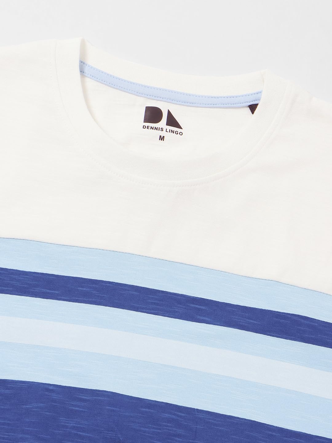 Dennis Lingo Crew Neck MenS Cotton Blue Solid T-Shirt