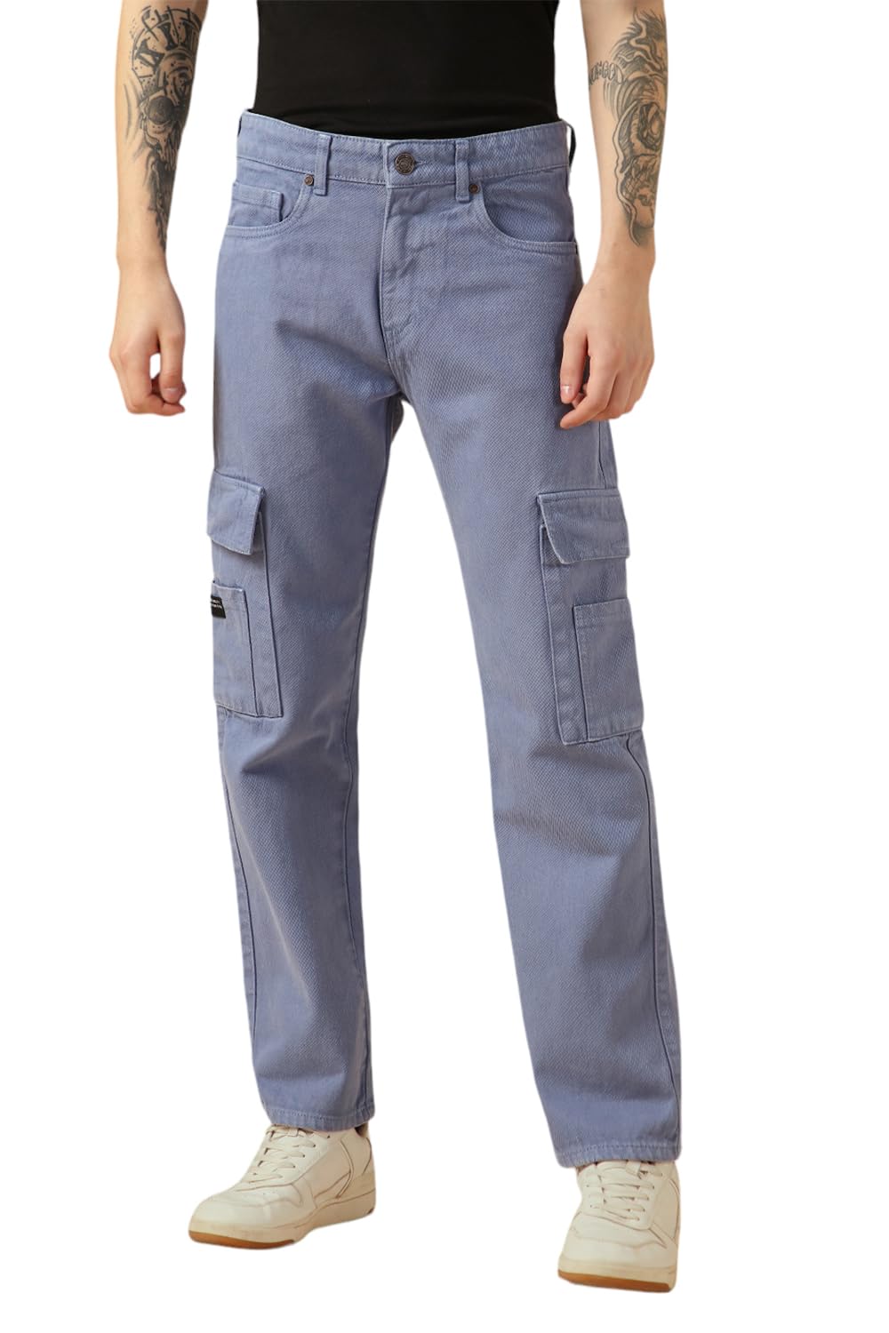 Dennis Lingo Mens Navy Blue Cotton Relaxed Fit Mid-Rise Casual Jeans