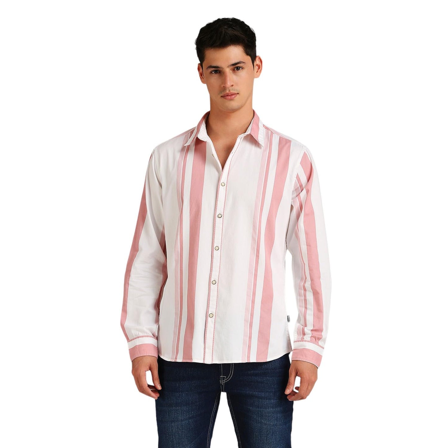 Pepe Jeans MenS Striped Regular Fit Shirt (Pm308750_Pink