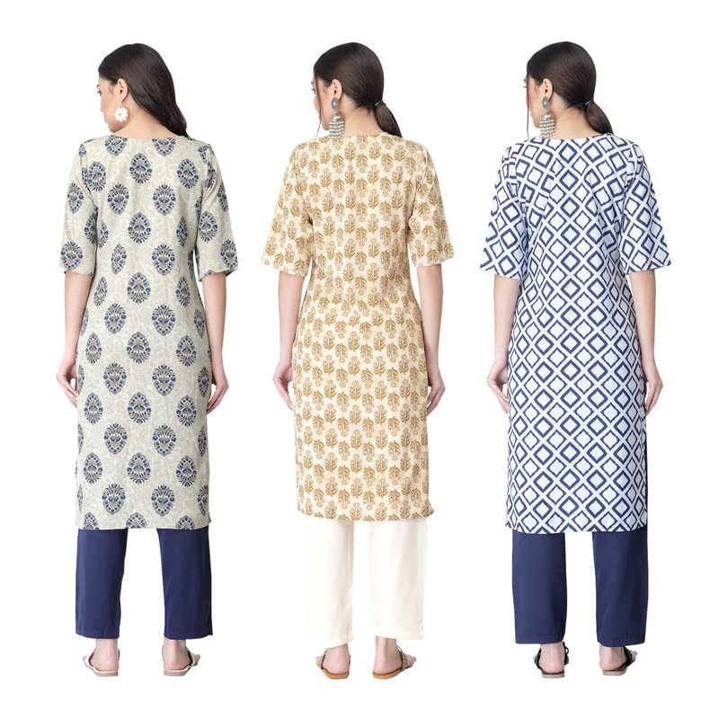 Kurta for Women Kurta Set for Women Kurta Set Kurta Kurtis for Women Stylish Latest Crepe Kurti Pack fo 3