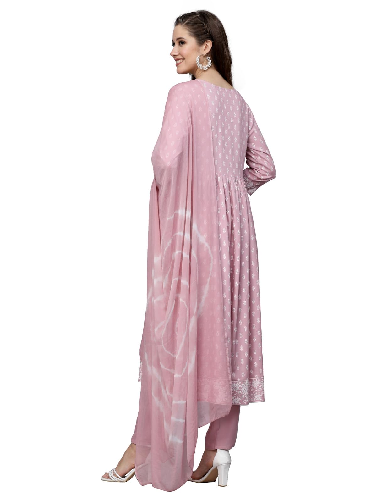 Stylum Women's Printed Rayon Naira Cut Kurta Pant with Dupatta