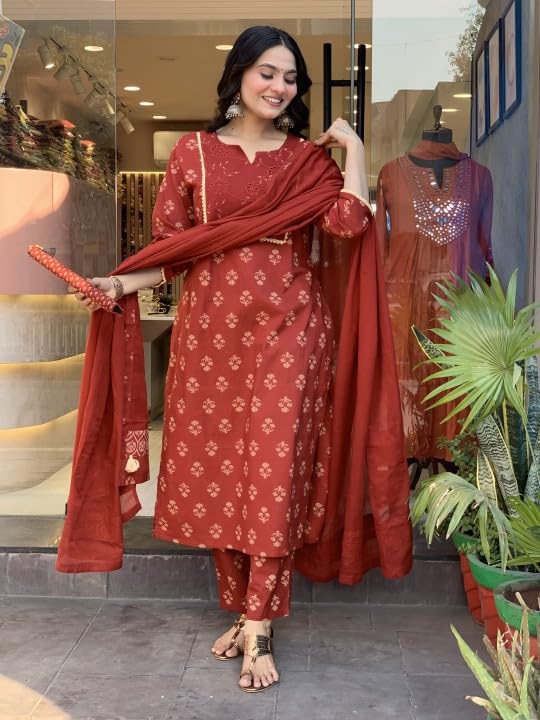 Alvami Women's Viscose Floral Regular Kurta Set