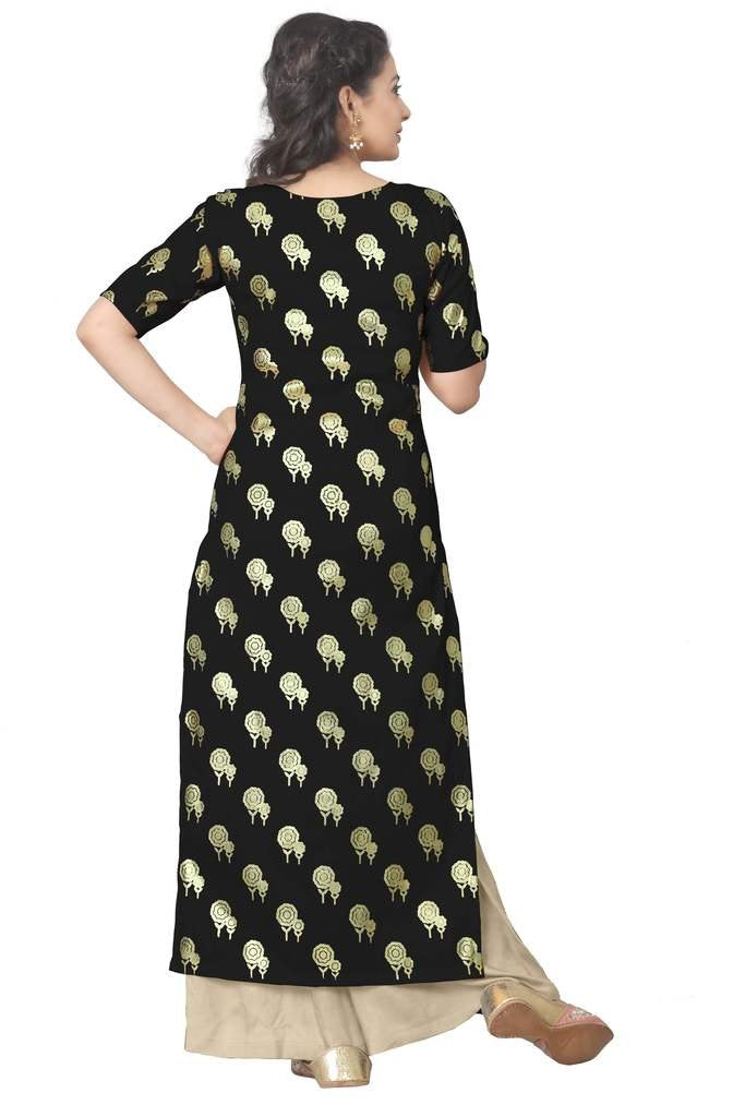 ZIYAA Women's Straight Faux Crepe Kurta (No Palazzo included)