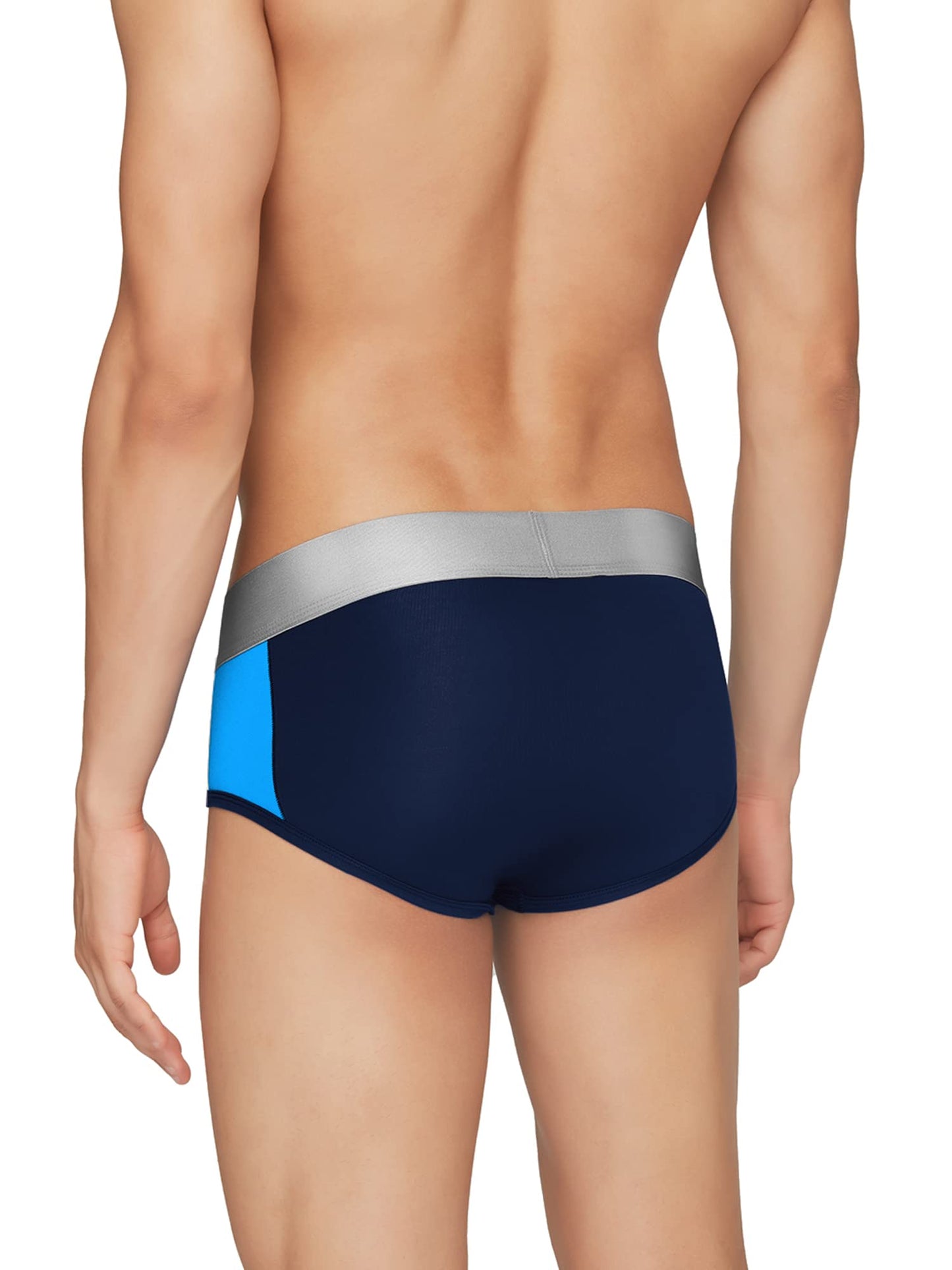 XYXX Mens Underwear Dualist IntelliSoft Antimicrobial Micro Modal Brief Pack of 2 (Brilliant Blue & Black Iris ; Black Iris & B