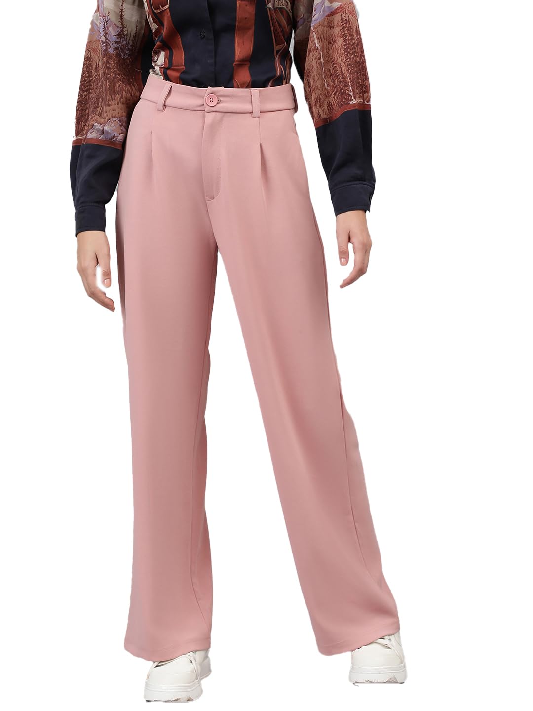 Kotty Womens Polyester Blend Straight Fit Trousers Salmon Pink