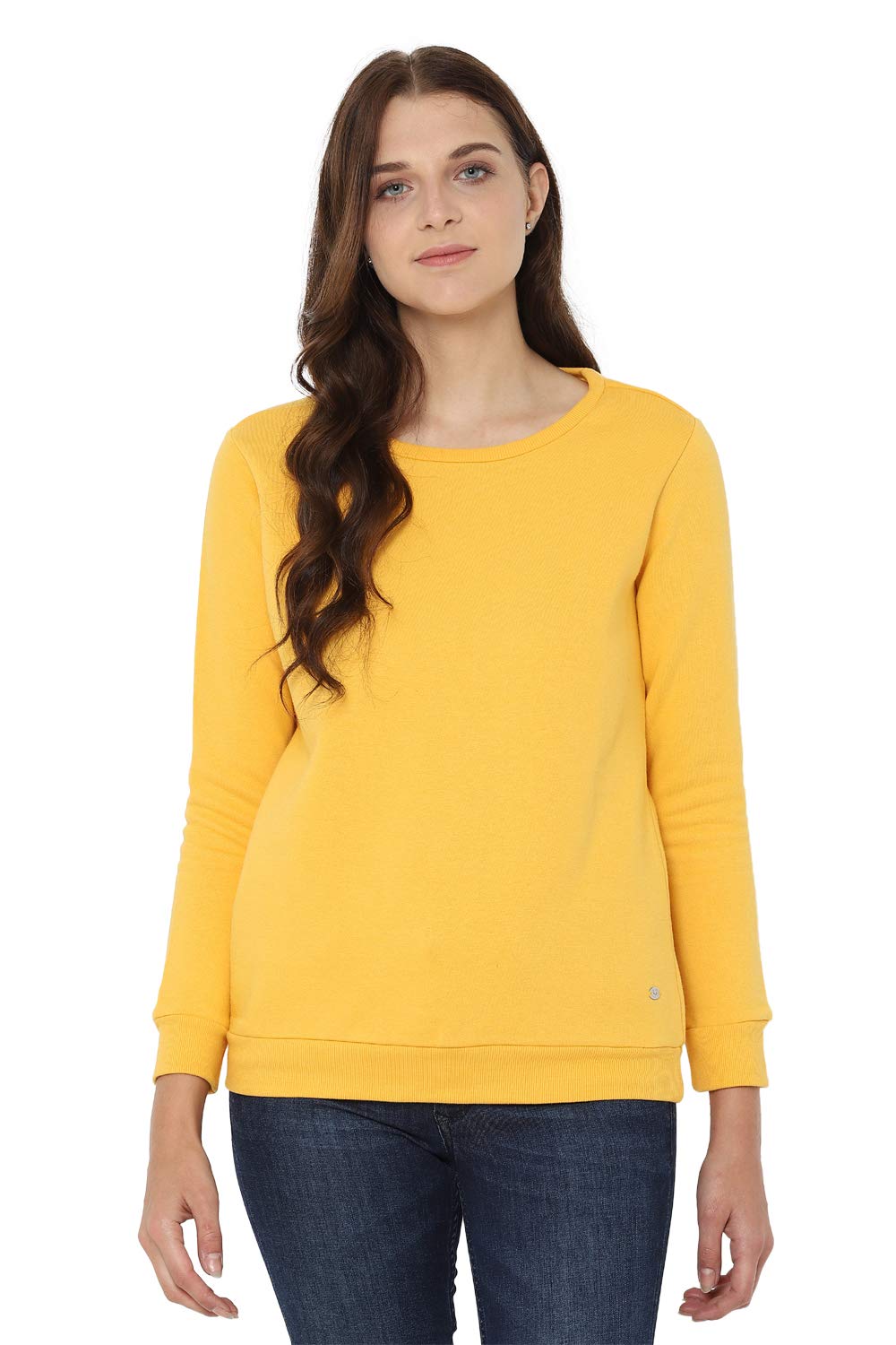 Allen Solly Women Solid Cotton Crew Neck T-Shirt