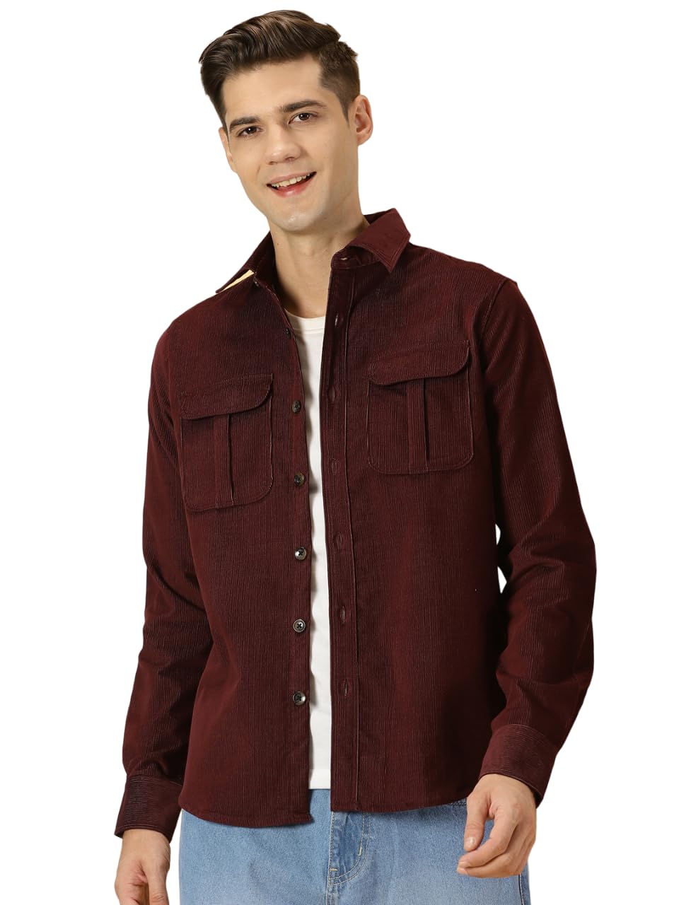Thomas Scott Mens Cotton Slim Fit Shirt (Ts1177_Wine)