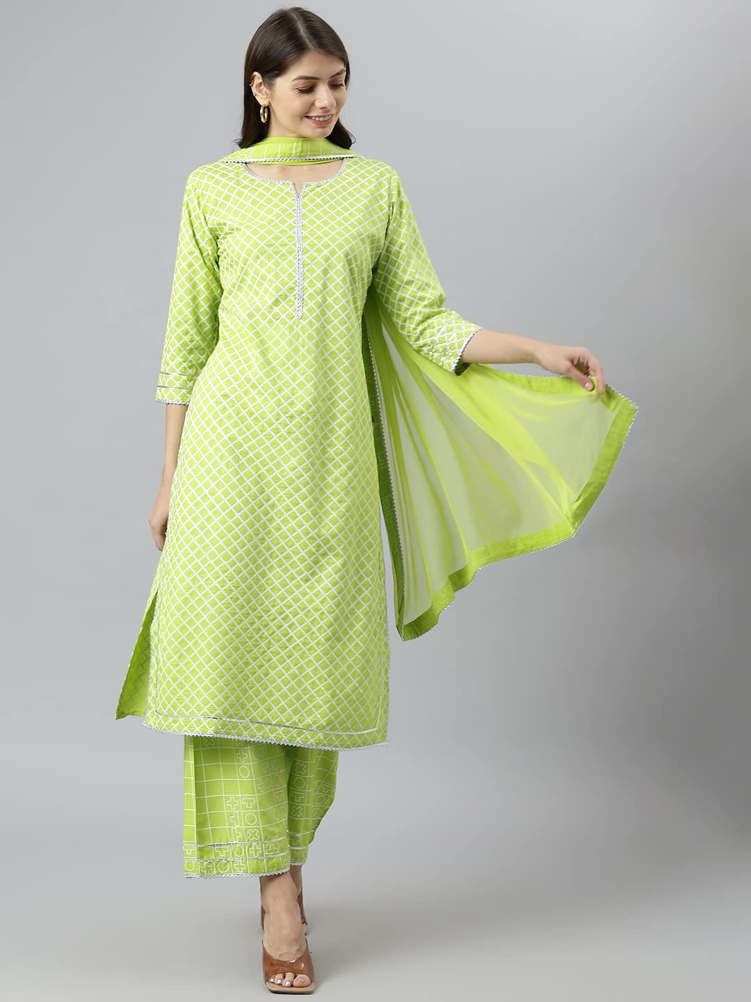 ANNI DESIGNER Women's Polycotton Straight Kurta with Palazzo & Dupatta (Kairav_NEW01)