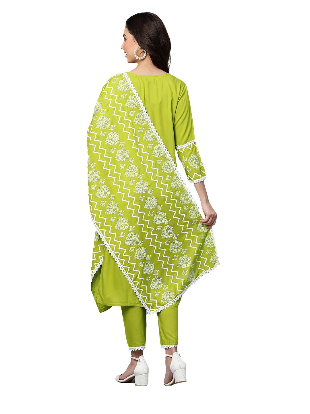 ANNI DESIGNER Women's Cotton Straight Kurta with Pant & Dupatta (96-PERROT)
