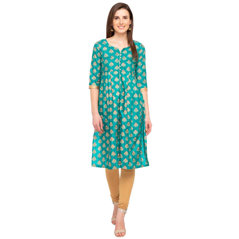 Aurelia WomenS Silk Kurta (18Aua10024-100168_Green_Small)