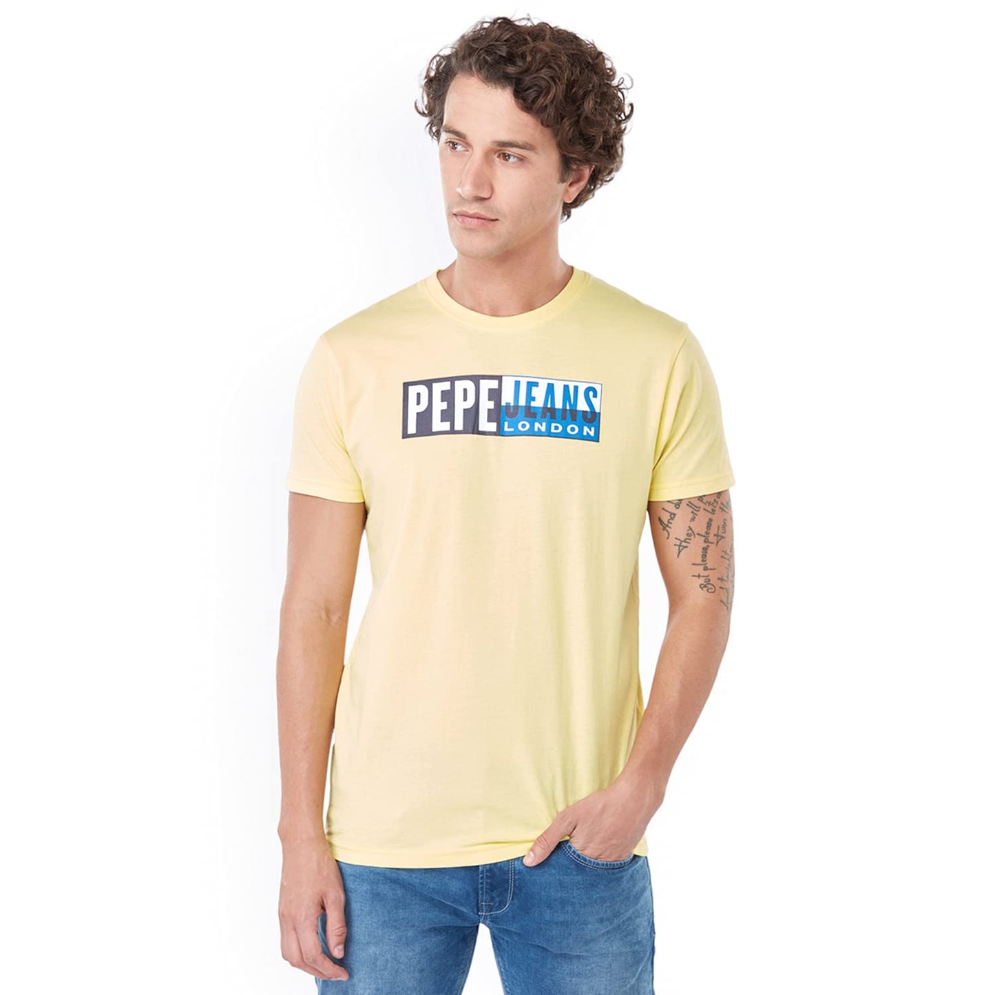 Pepe Jeans MenS Solid Regular T-Shirt (Pm507950_Acid Yellow S)