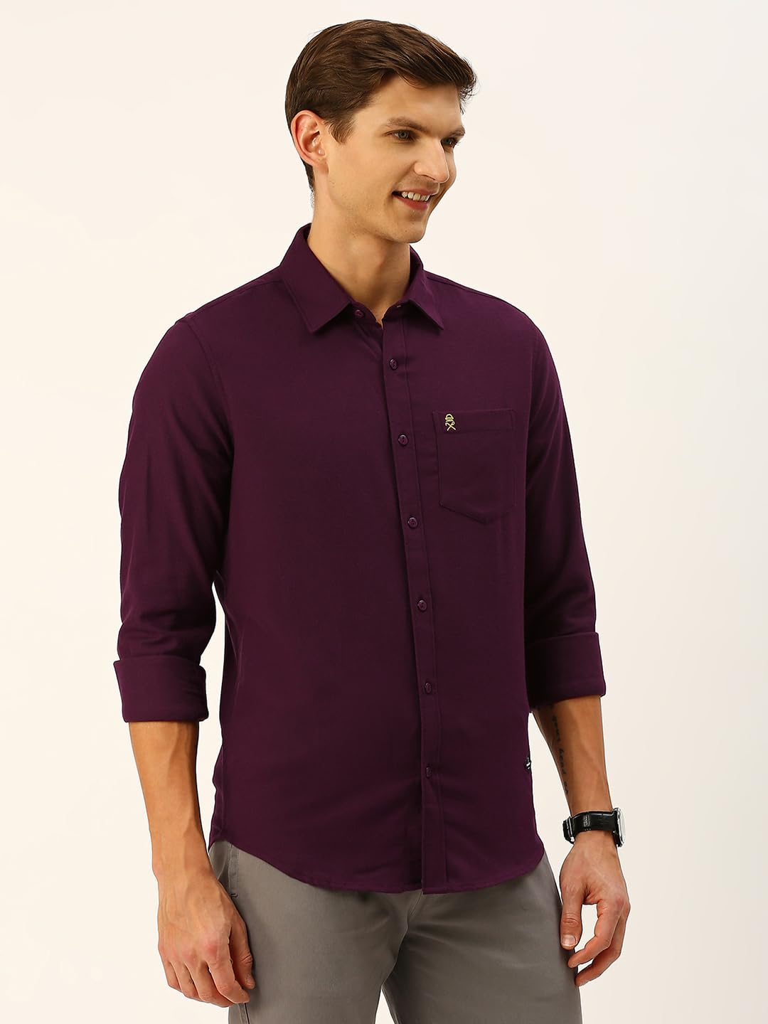 Thomas Scott Mens Classic Slim Fit Flannel Casual Shirt Wine