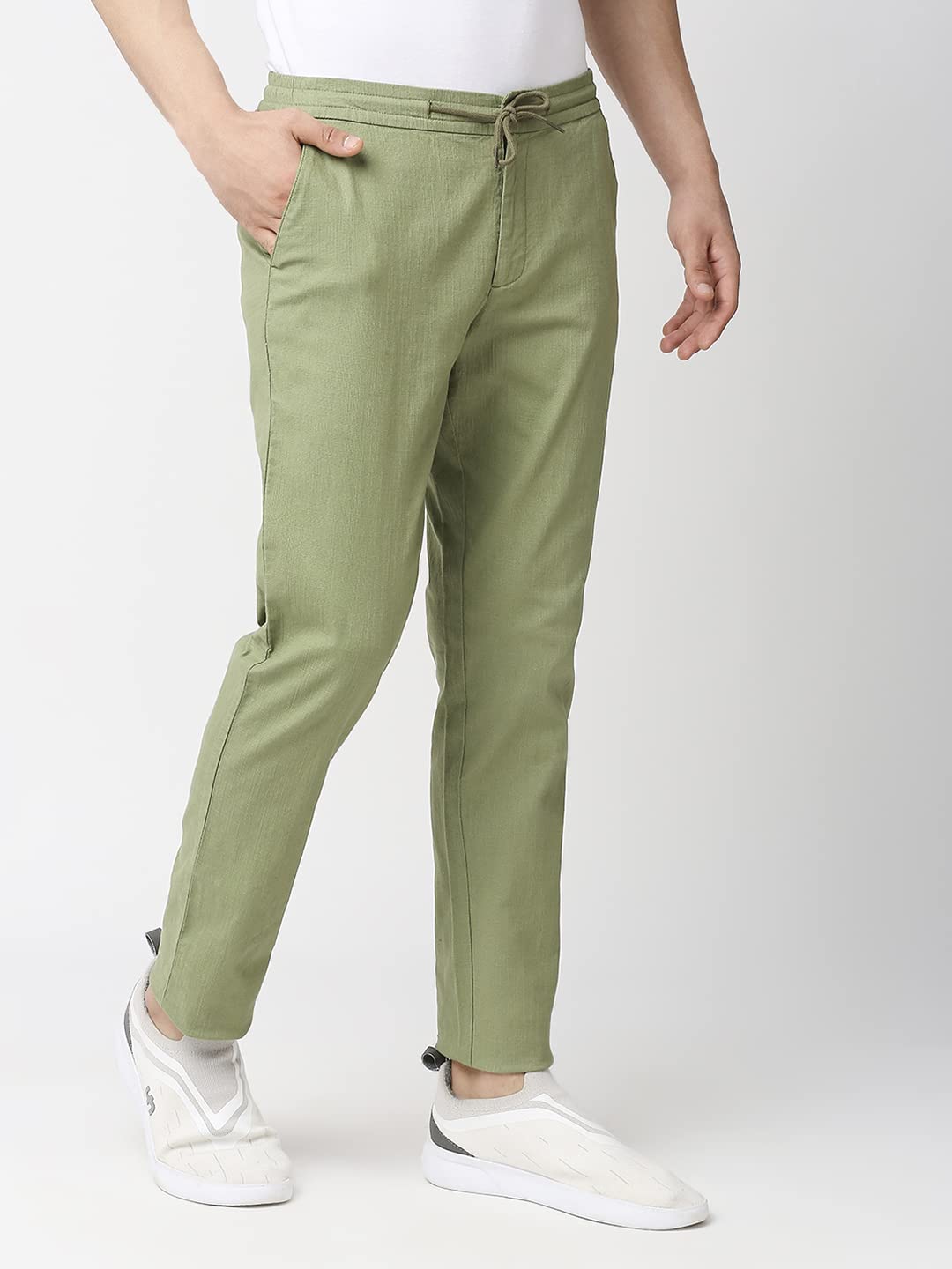 Thomas Scott Mens | Comfort | Slim Fit | Mid-Rise | Drawstring Closure | Solid | 4 Pockets | Woven | Chinos | Trouser (CCBT07_G