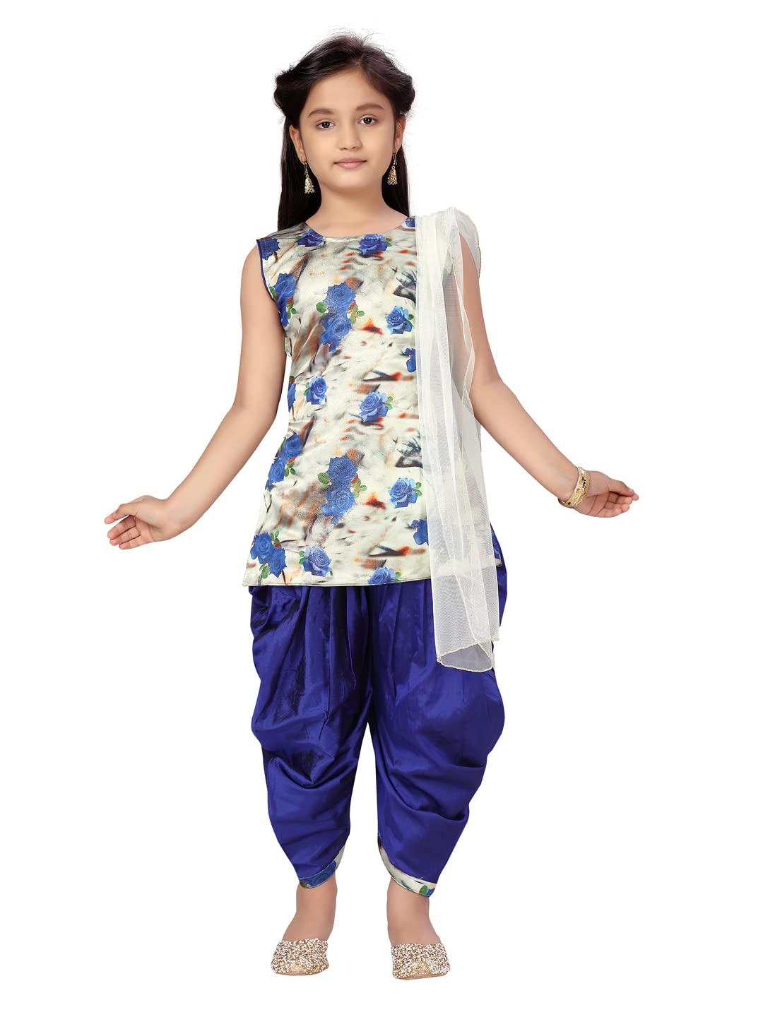Aarika Girl'S Silk Kurti Patiala Set (Pt-18547_Blue_26)
