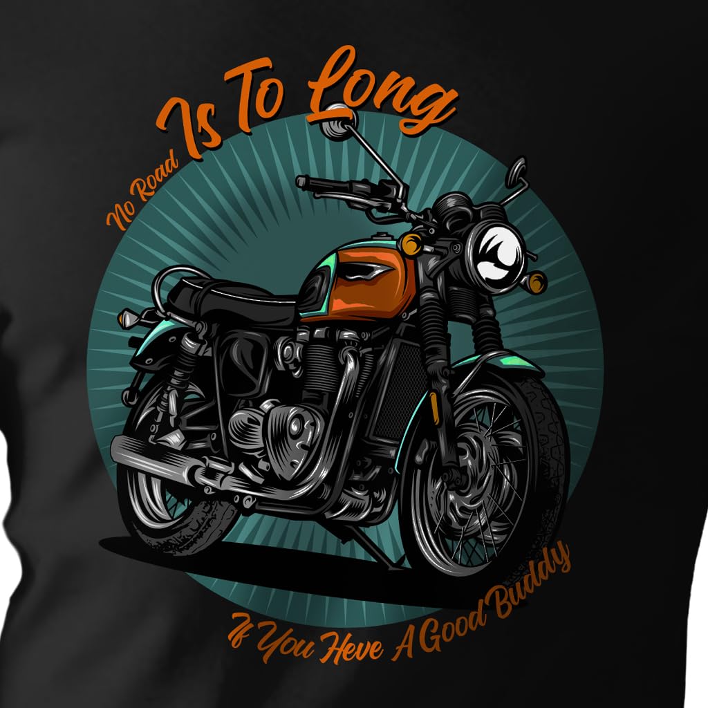 Peppyzone Mens Regular Fit T-Shirt (PZ-RT-Biker 1-5_Black2