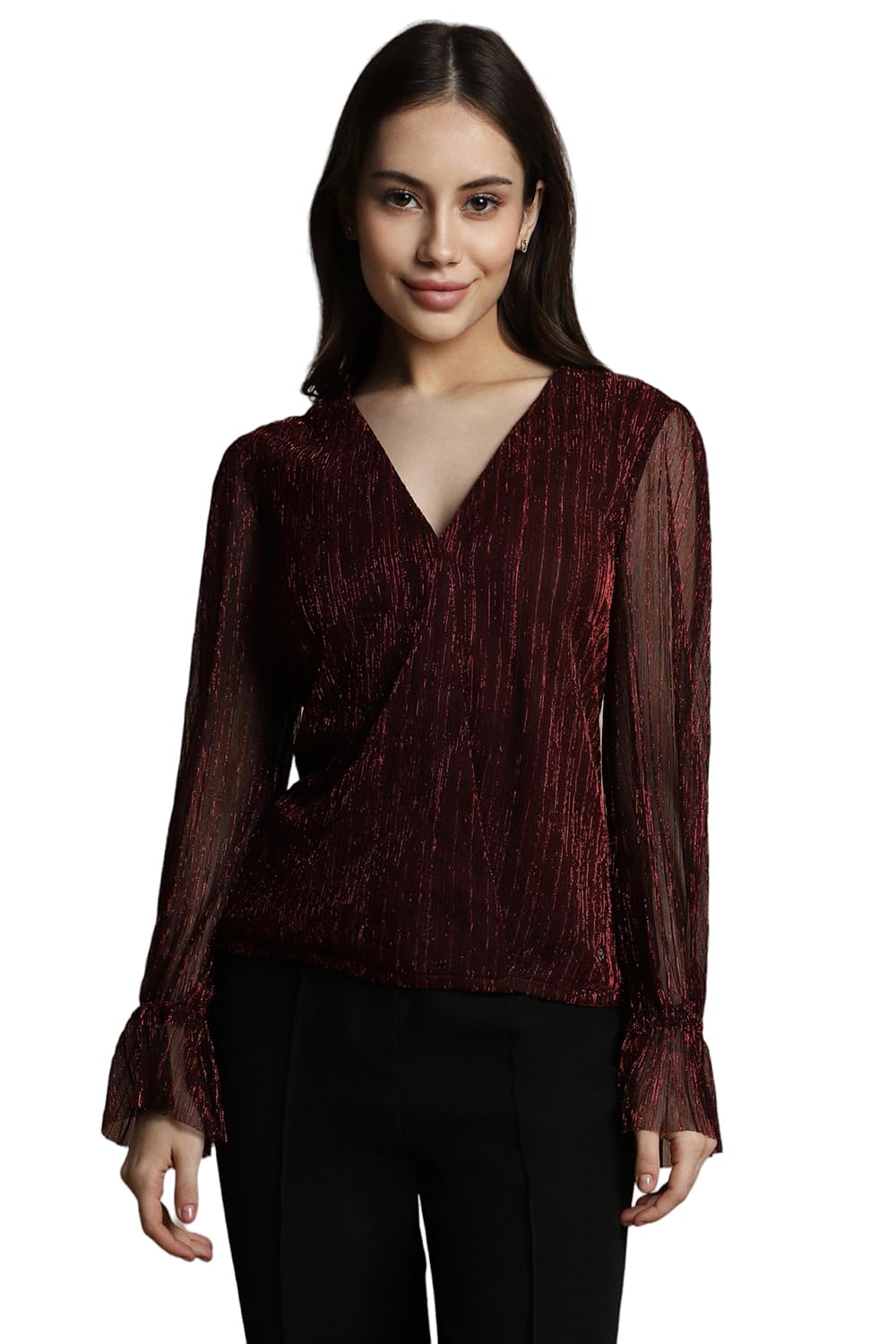 Allen Solly Women Regular Fit Polyester Full Sleeve Party T-Shirt