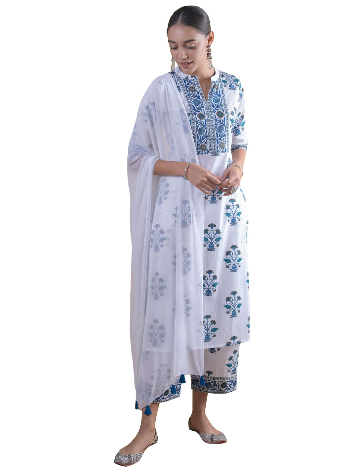 Libas WomenS Cotton Kurta Sets (6538_White