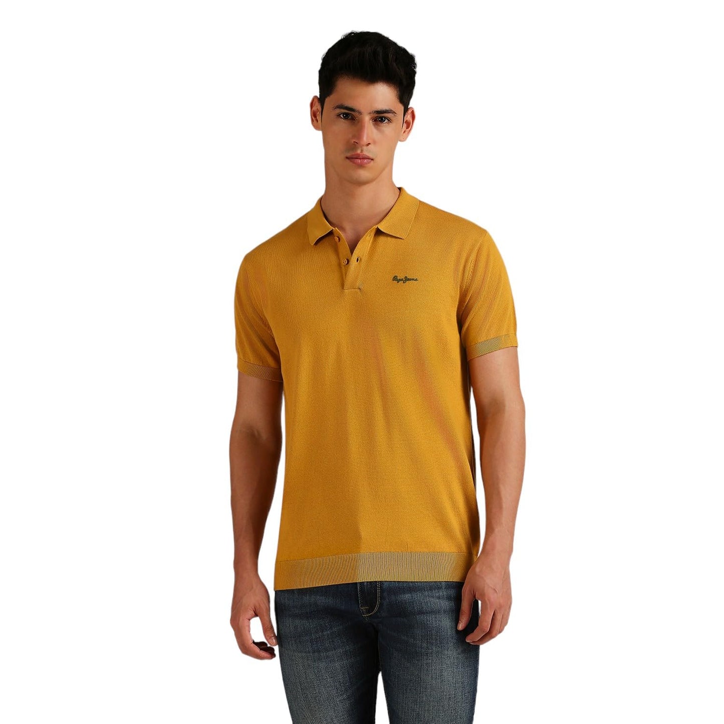 Pepe Jeans MenS Solid Regular Fit T-Shirt (Pm702448_Rugby Yellow