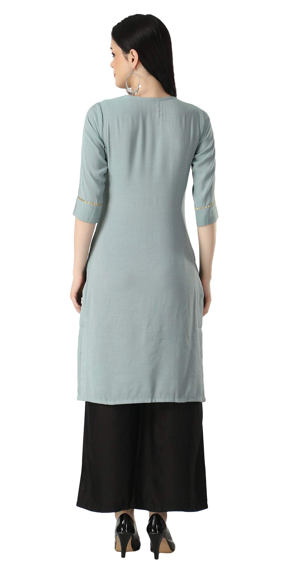 DHRUVI TRENDZ Women's RayonSolid Stitched Kurti/Kurta and Bottom Set with Palazzos for Women & Girls