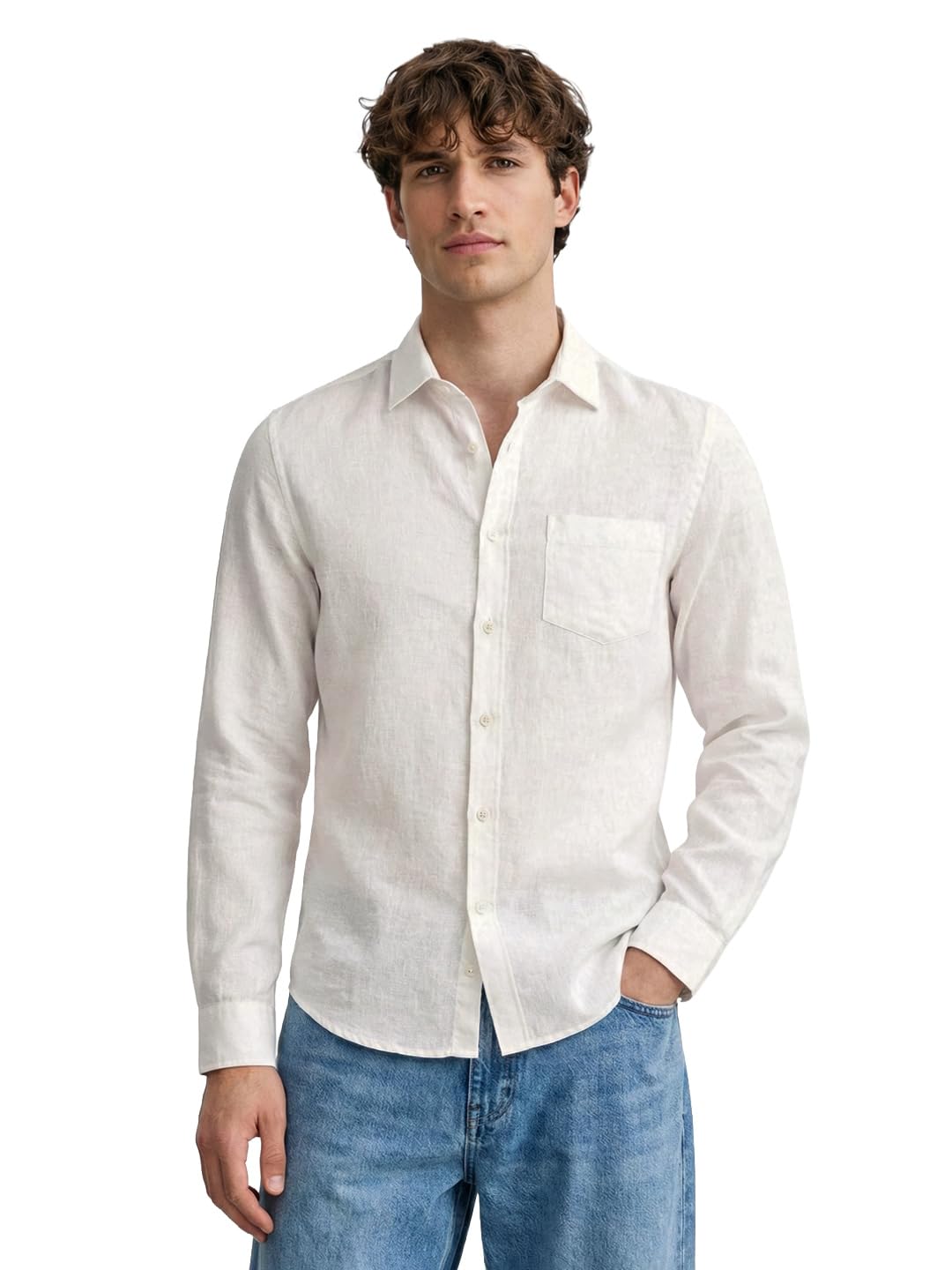 The Indian Garage Co Mens Slim Fit Solid Cutaway Collar Long Sleeves Shirt