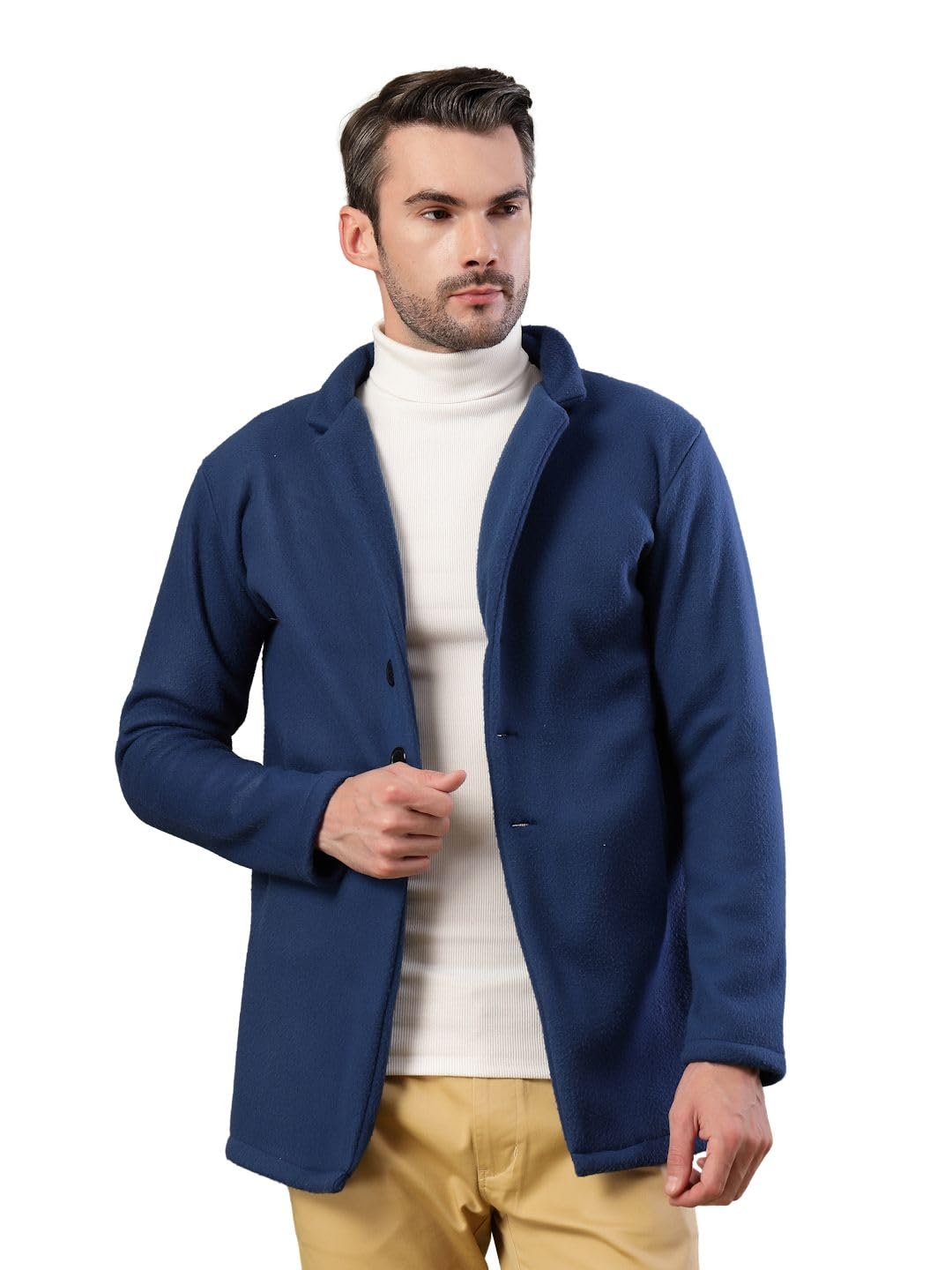 Rigo Cotton Polar Fleece Solid Overcoat for Men | Regular Fit Lapel Collar Long Jacket Overcoat | Winter Wear Mens Long Overcoa