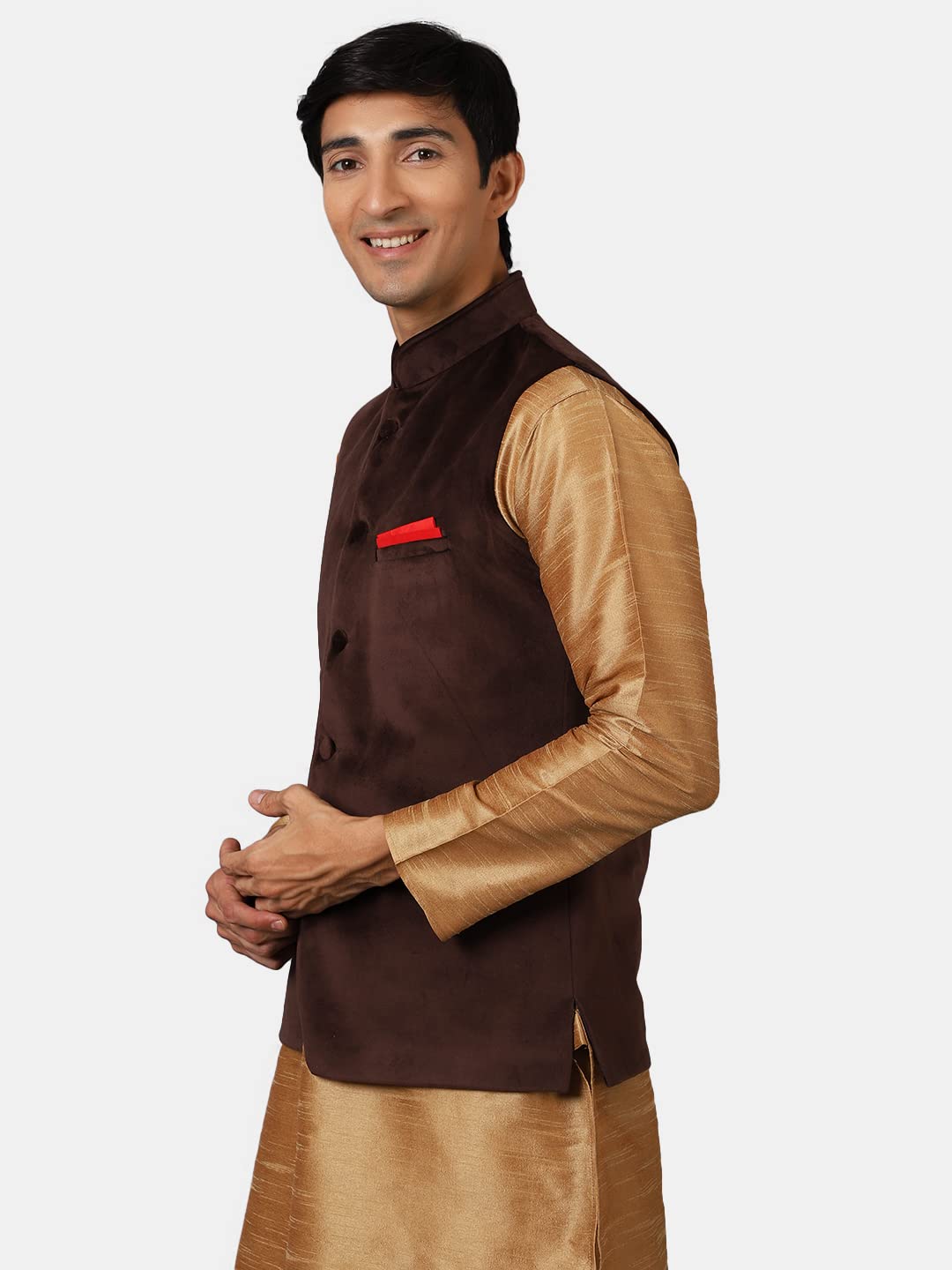 Wintage Men'S: Dust Free Cotton Velvet Brown Modi Nehru Jacket : 38/S