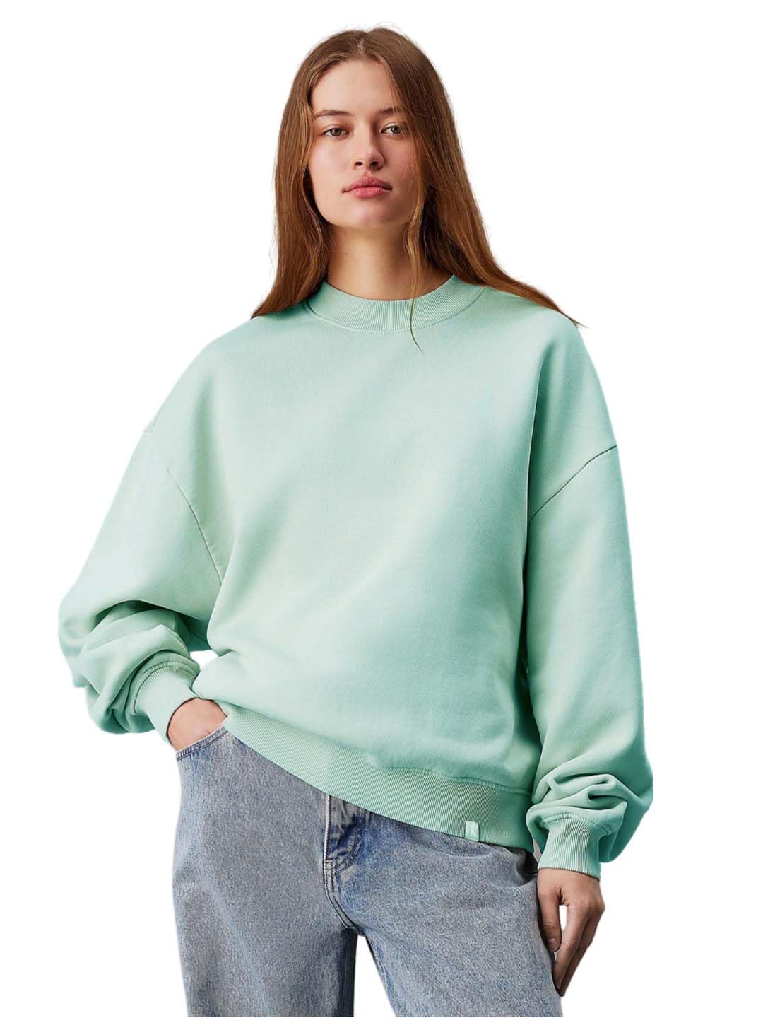 Kotty WomenS Fleece Sweatshirt Solid Pattern With Classic Round Neck(Green,S)