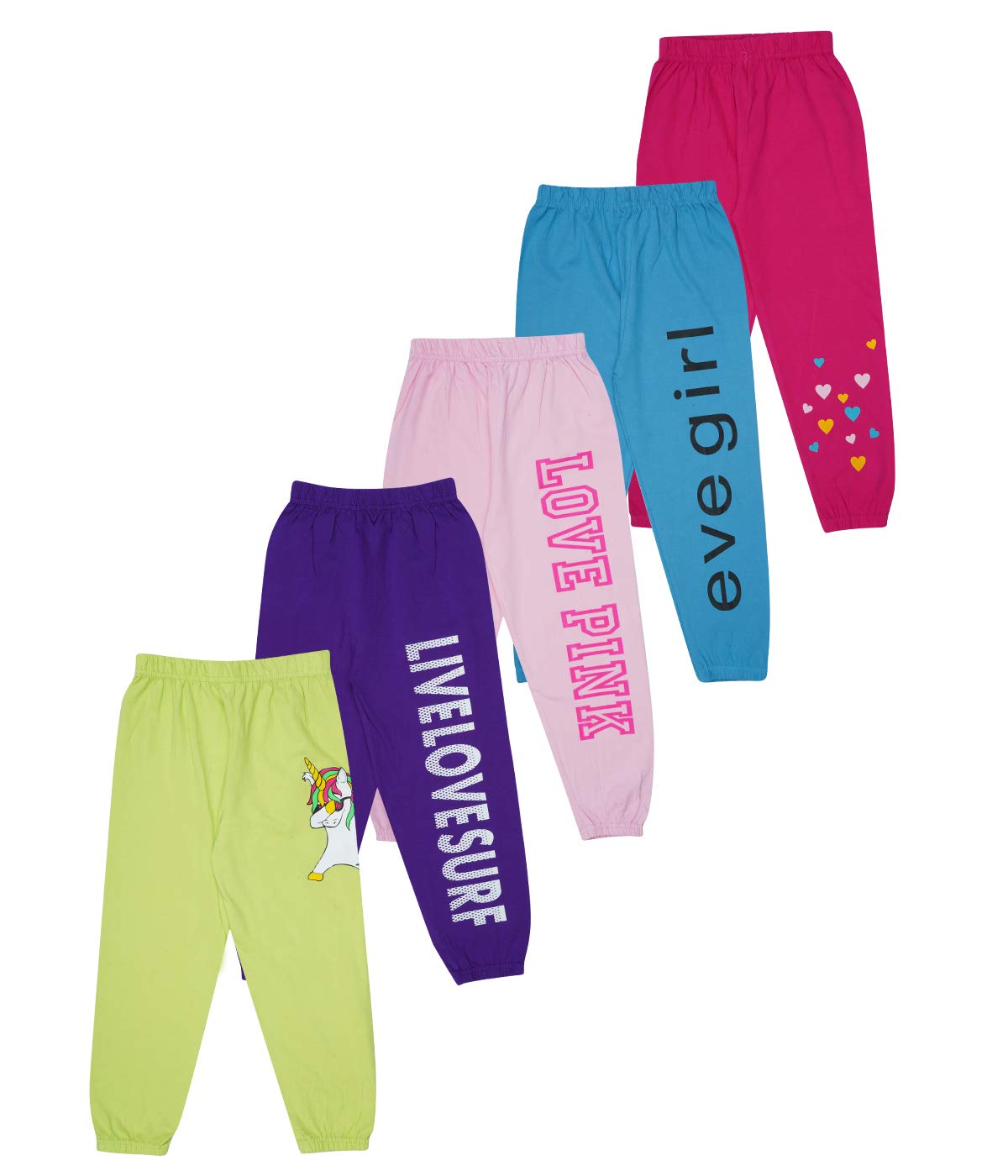 KYDA KIDS Girls Loose Fit Track Pants (Pack of 5)