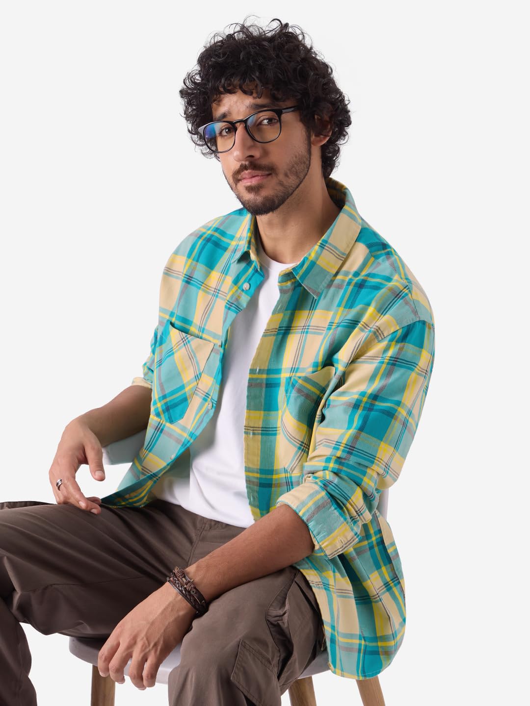 The Souled Store Checks: Scuba Dive Men and Boys Long Sleeve Button Front 100% Cotton Relaxed Fit Shirts Multicolour