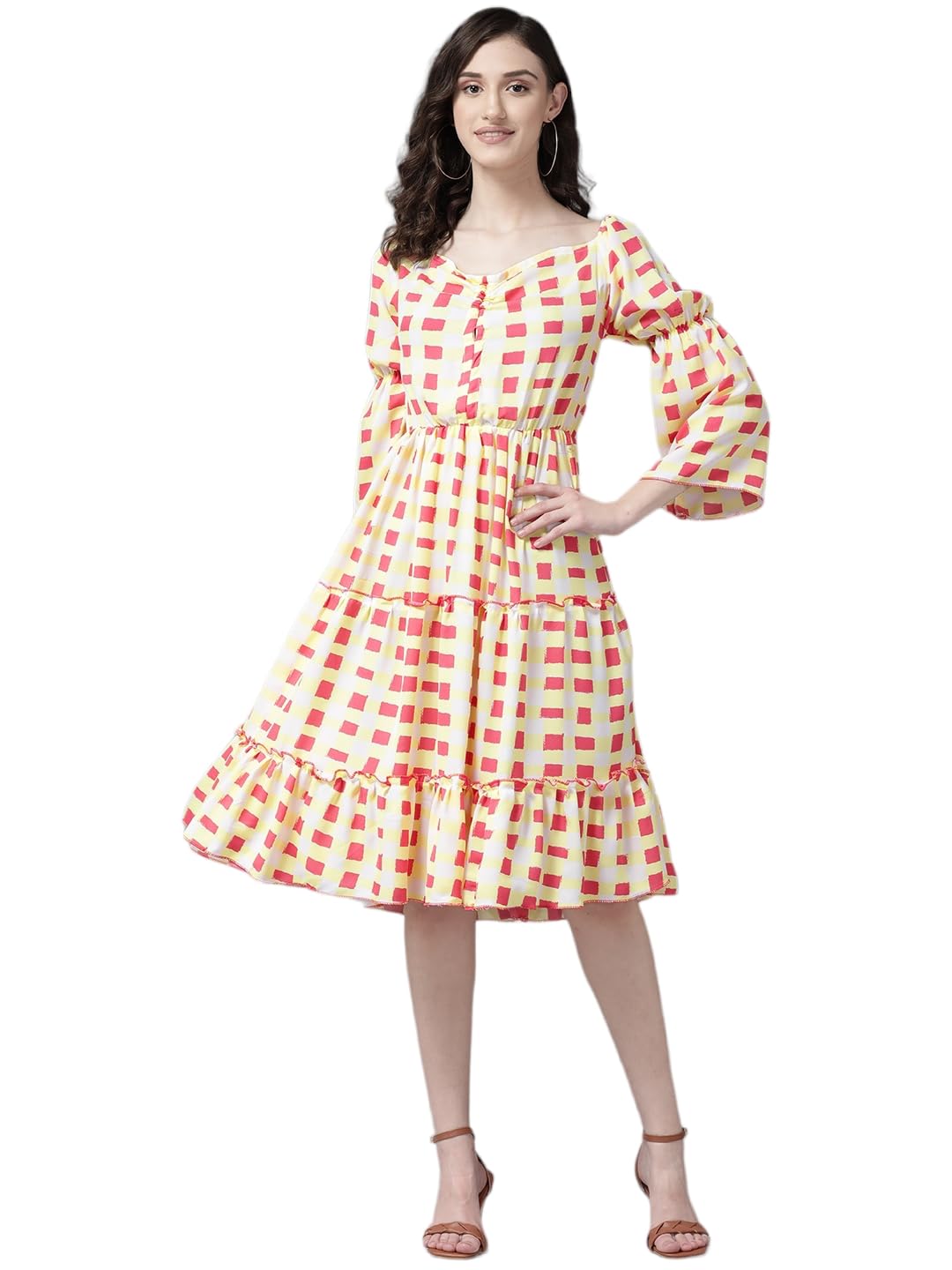 Aarika Womens Gajri Color Cotton Blend Printed Middi (SP-MD-W-2728-GAJRI-S)