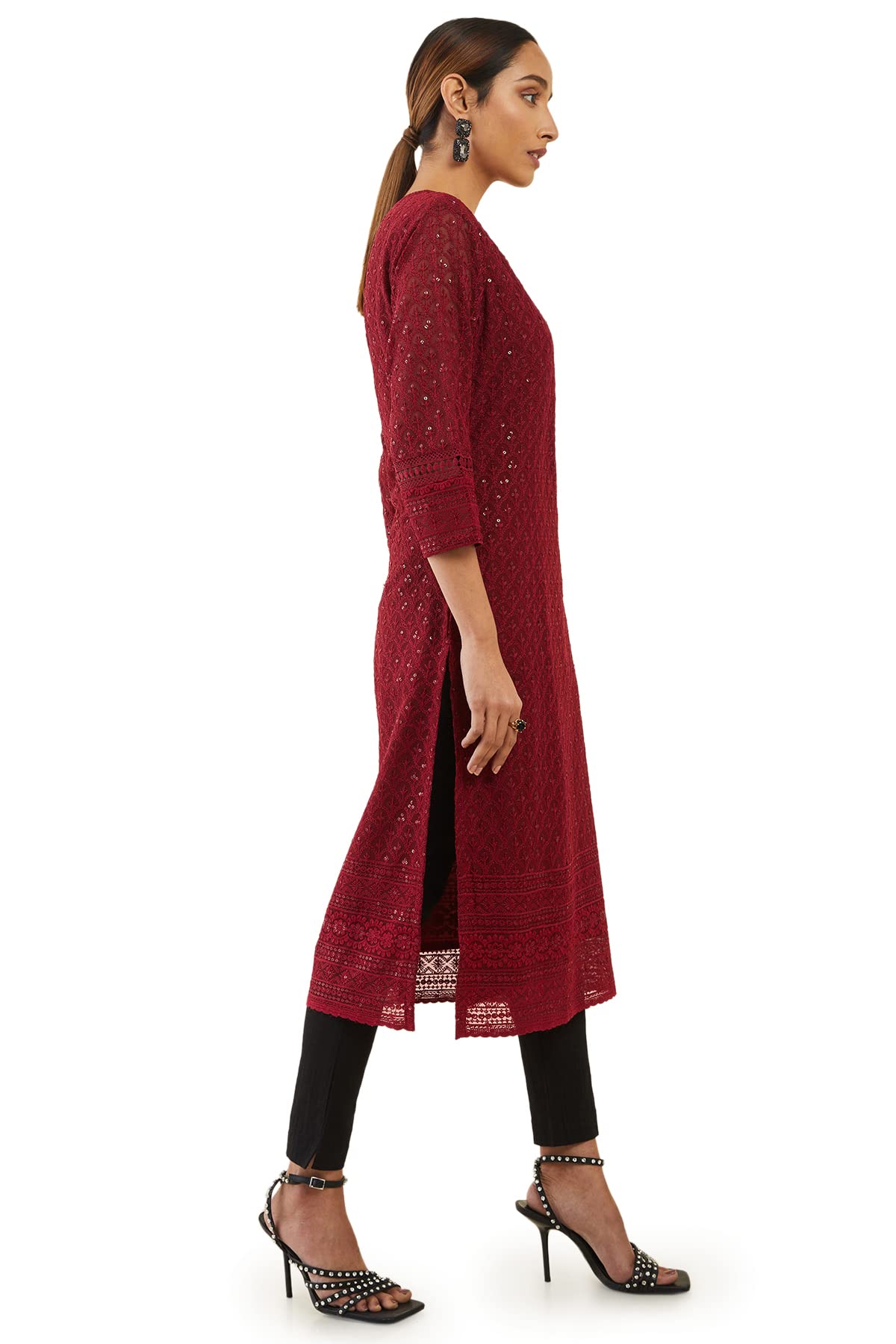 Soch Women's Georgette Embroidered Regular Dress Shirt