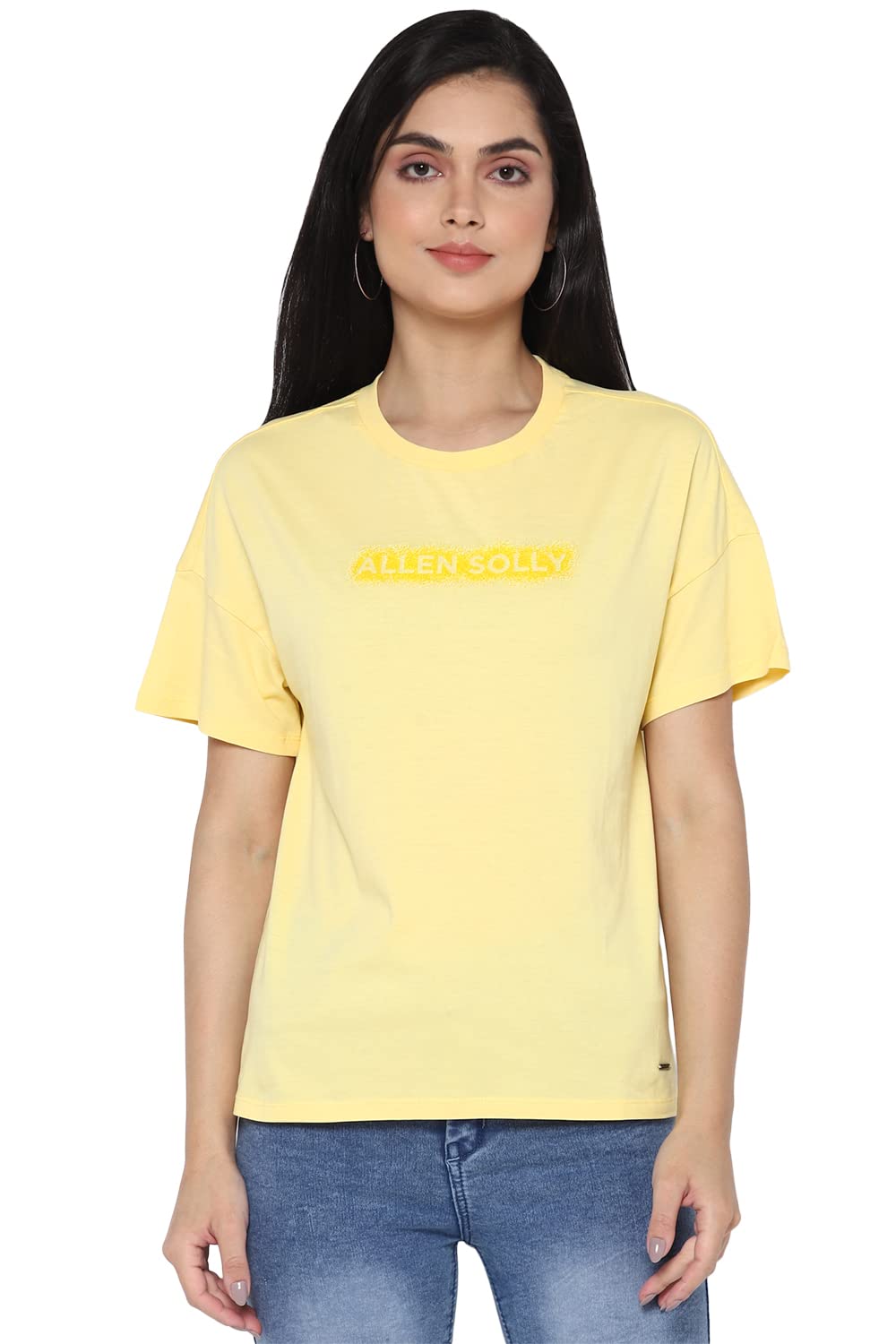Allen Solly Women Regular Fit Printed Casual Cotton Short Sleeve T-Shirt