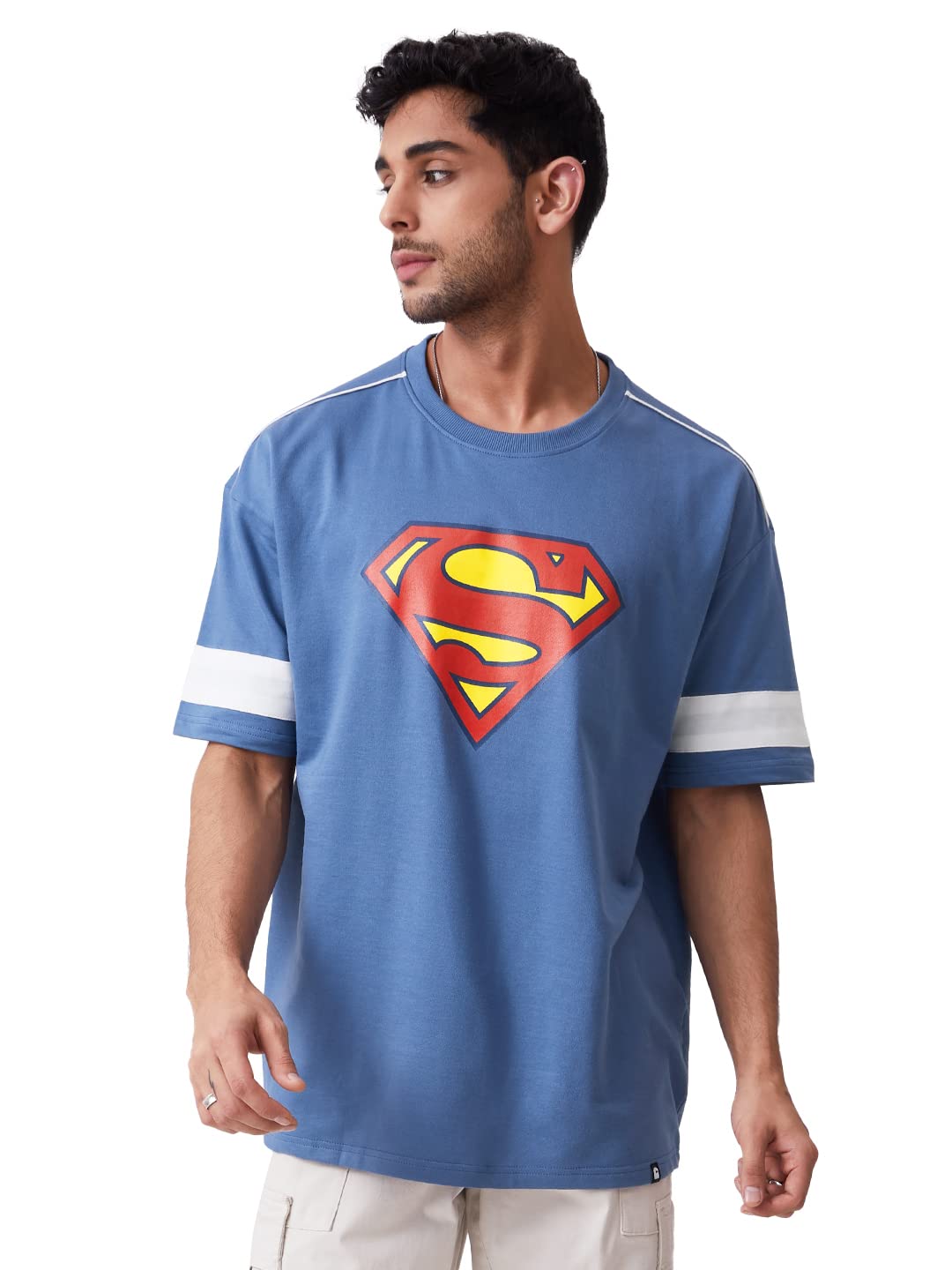 The Souled Store|Official Superman: Classic Mens and Boys T-Shirts|Half Sleeve|Loose fit Graphic Printed| 80% Cotton 20% Polyest