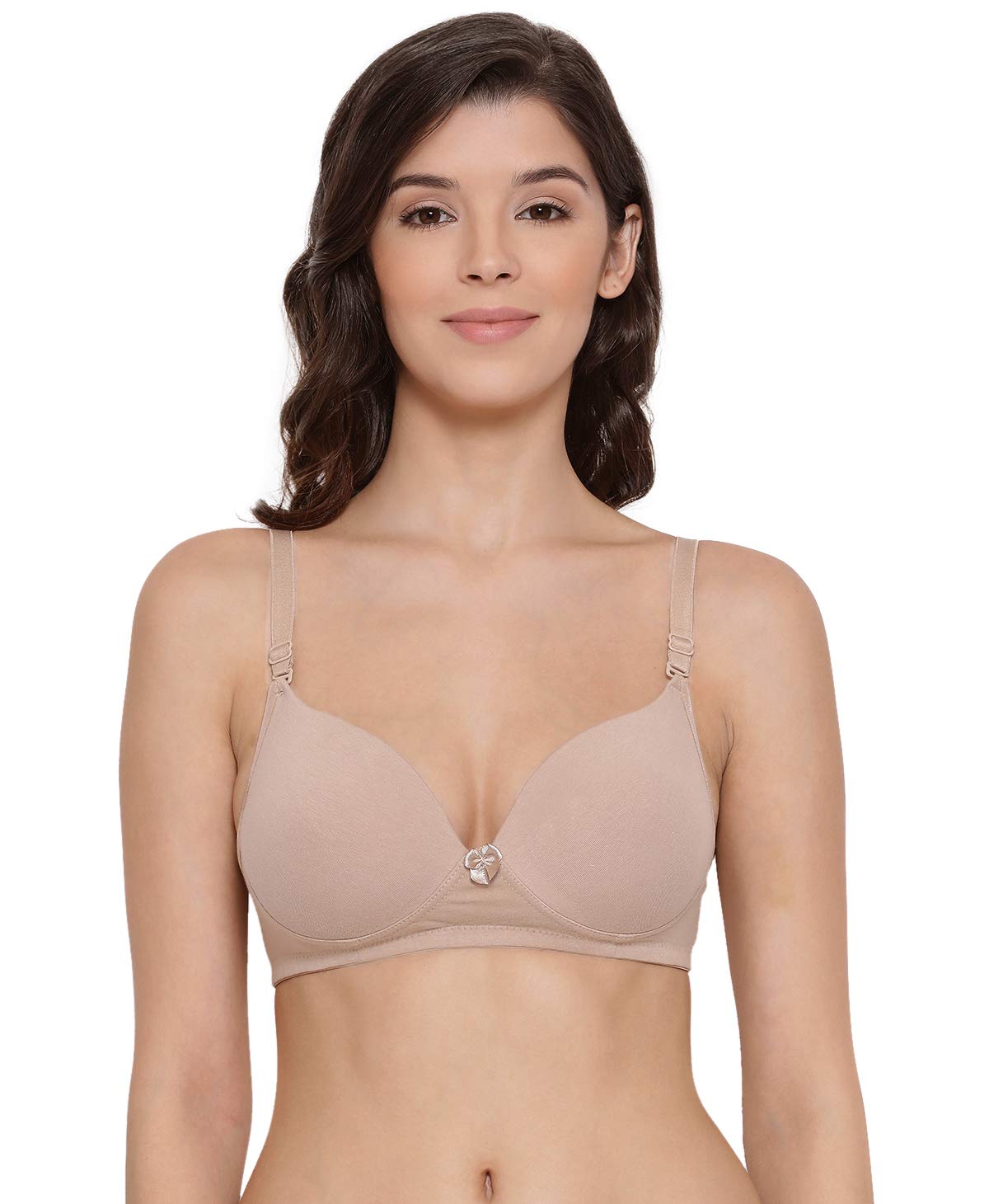 Lyra Womens Cotton Rich Soft Padded Non Wired Solid Full Coverage Bra
