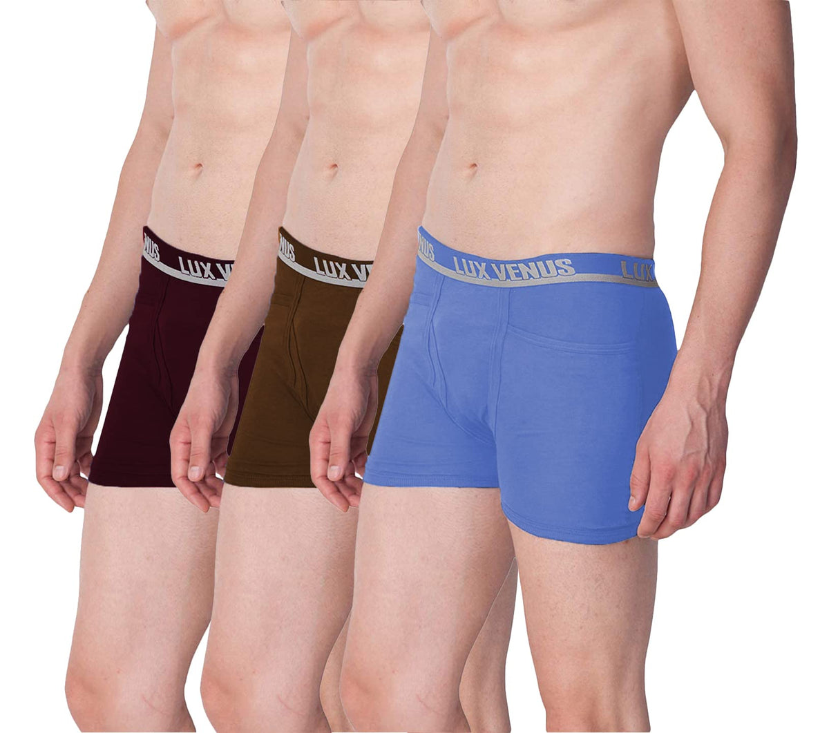 Lux Venus Pure Cotton Pocket Drawer For Men (Pack Of 3) Multicolour