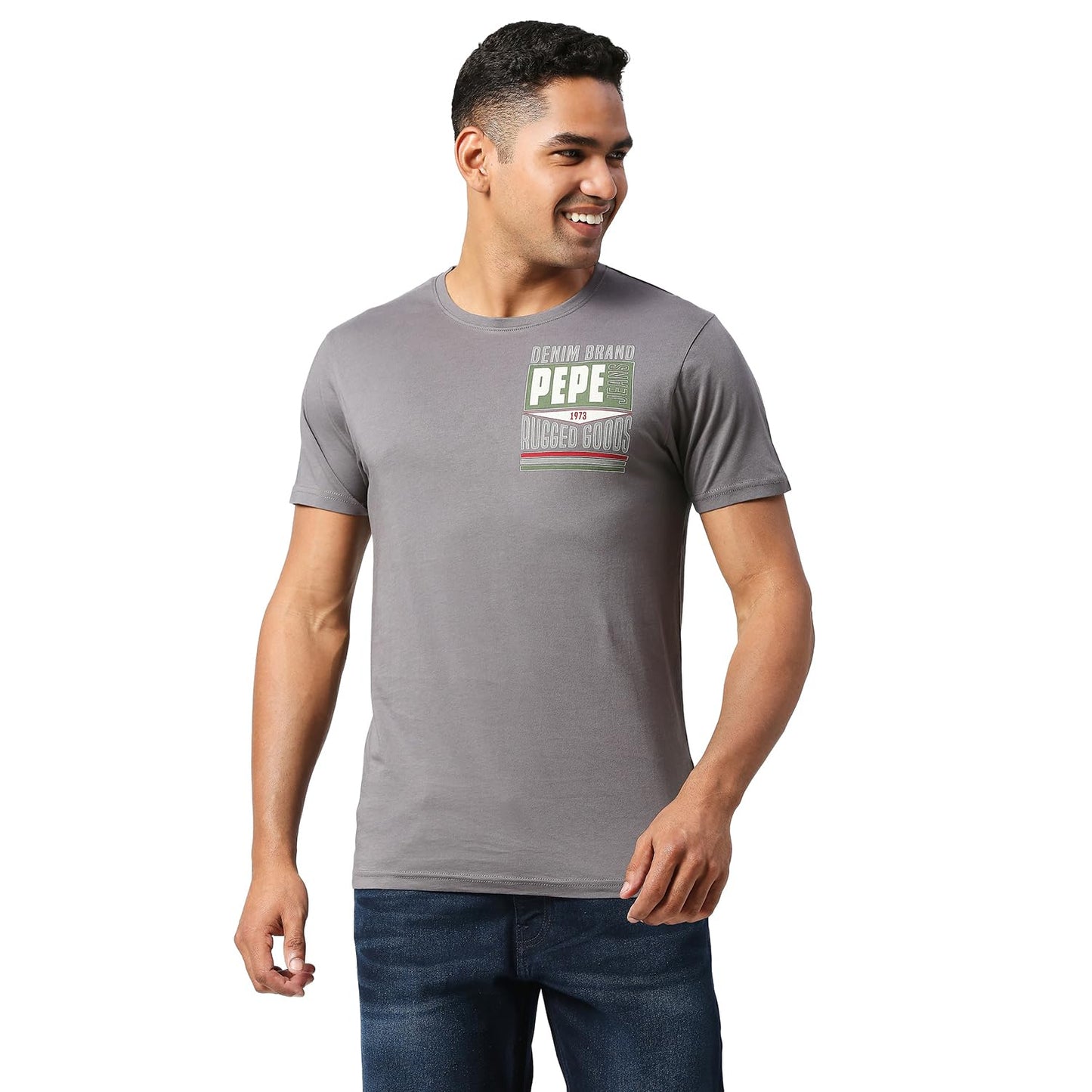 Pepe Jeans MenS Printed Slim Fit T-Shirt (Pm509181_Elephant