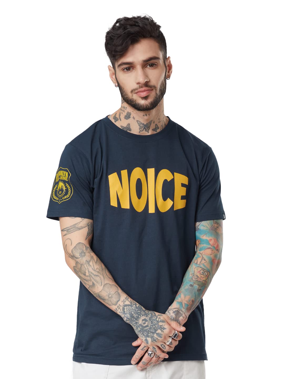 The Souled Store Official Brooklyn Nine-Nine: Noice Mens and Boys Half Sleeve Regular fit Graphic Printed Cotton Navy Blue Color