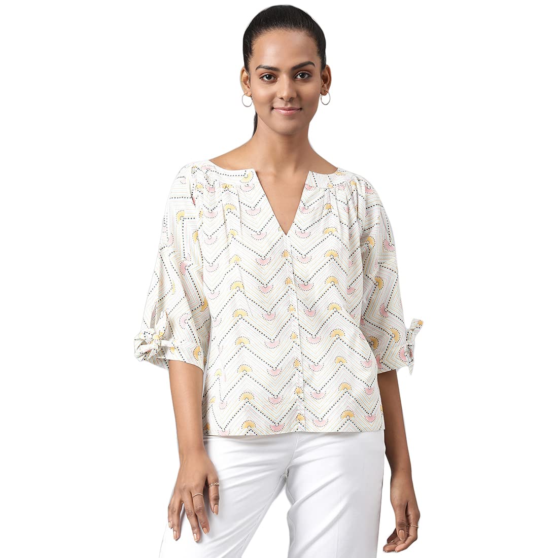 Fabindia WomenS Printed Regular Top_Mango L