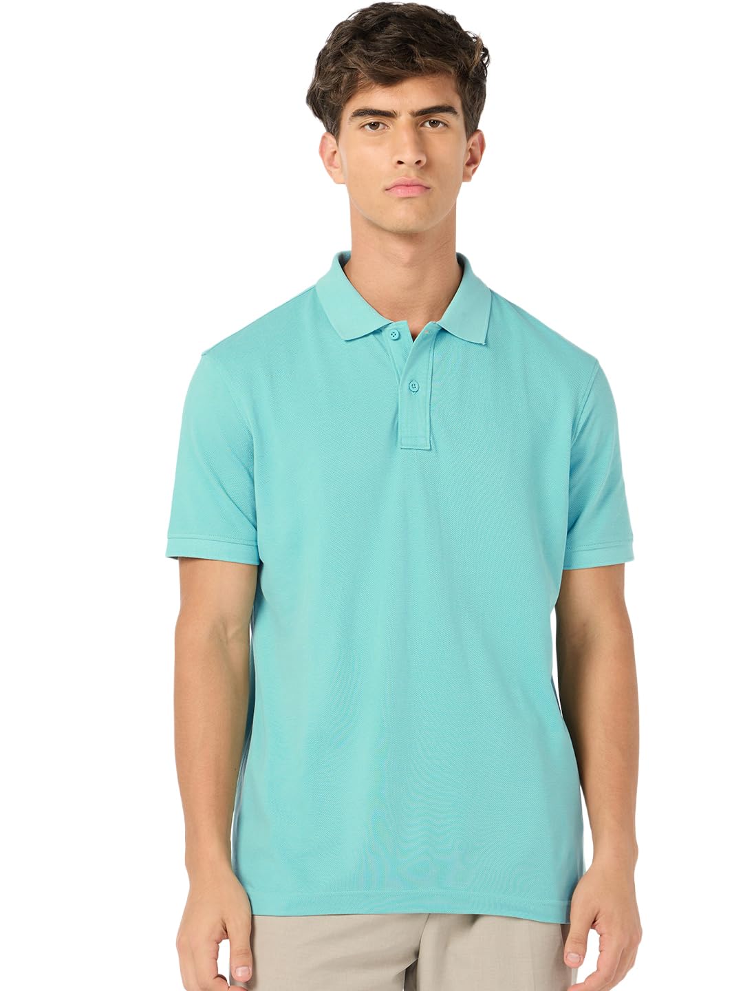 Bewakoof Men Solid Regular Fit Half Sleeve Collar Pure Cotton T-Shirt_685309_Green_XL