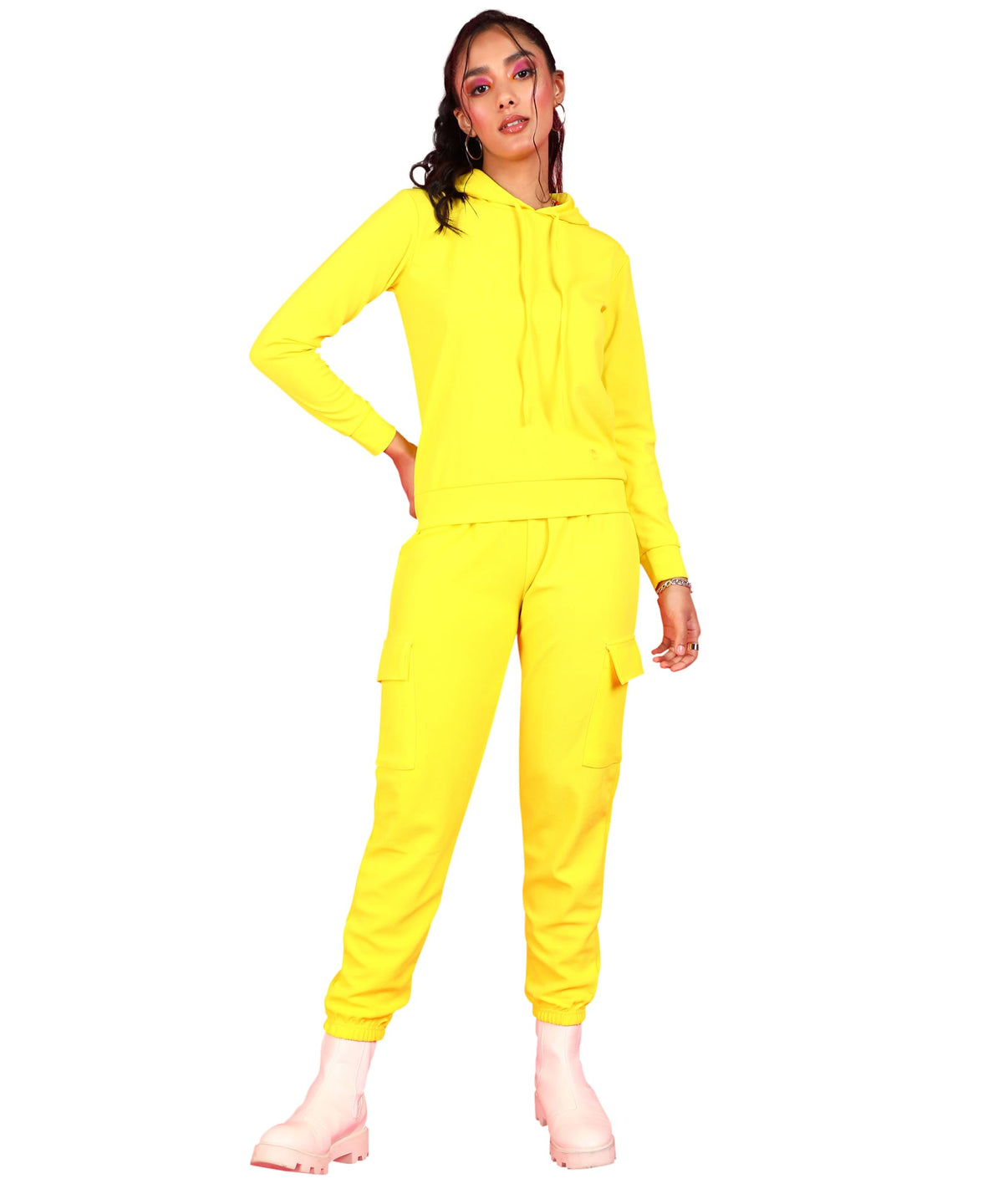 POPWINGS Casual Self Design Solid Sweatshirt and Joggers Co-Ords Set for Women | Trendy Stylish Top and Bottom Set for Women | W
