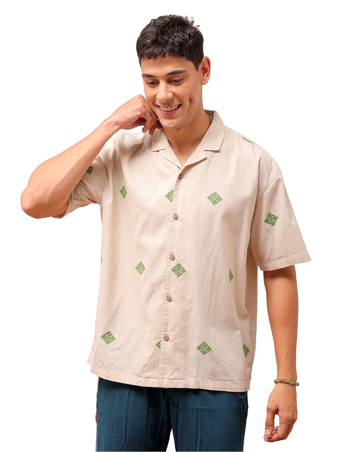 The Indian Garage Co Mens Relaxed Fit Shirt (0823-SHEMRS-16-01_Natural
