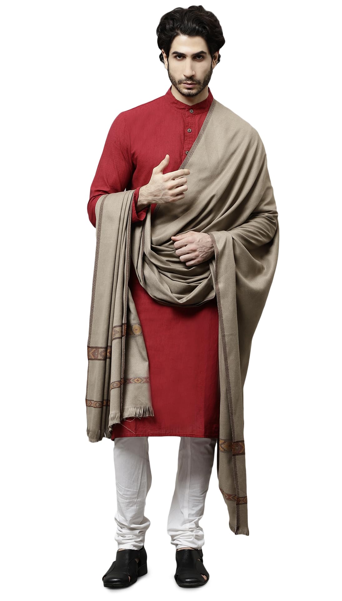 Weavers Villa Mens Kullu Design Wool Blend Lohi/Shawl, 120cm x 240cm