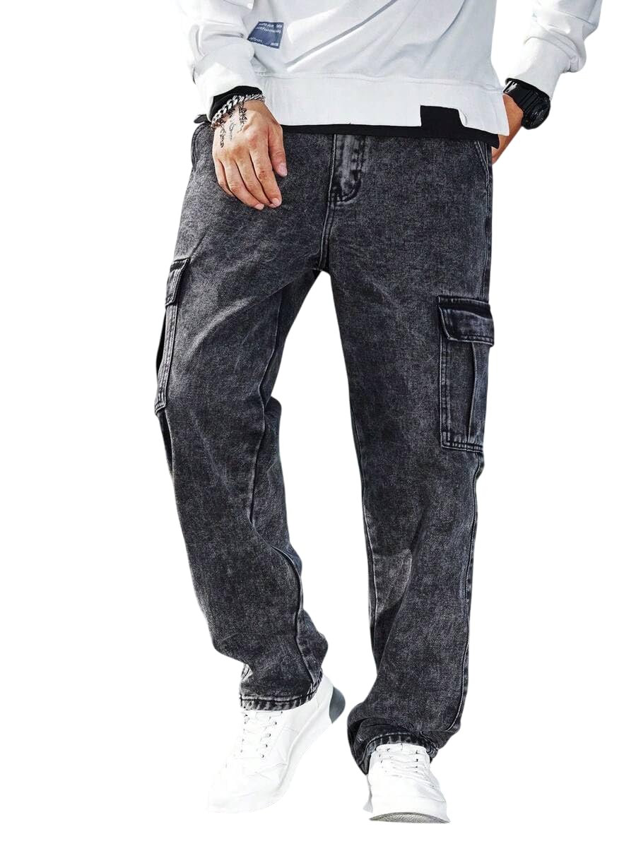 TAGAS Men Loose Fit Mens Flip Pocket Jeans || Mens Stylish Cotton Loose Fit Denim Cargo || Multi-Pocket Styling Pant|| (in, Num