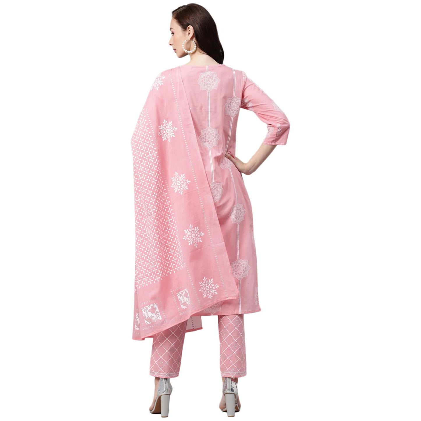 anubhutee Women's Pure Cotton Straight Printed Kurta Trousers with Dupatta